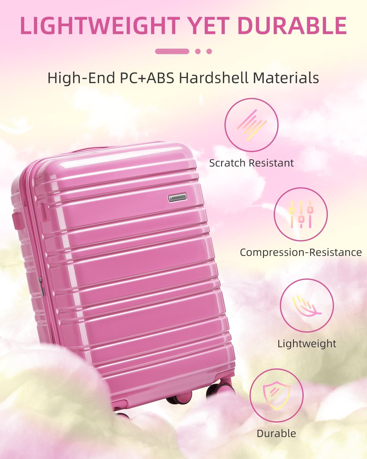 6-piece luggage set, expandable hardshell suitcase set with spinner wheels, lightweight rolling luggage set