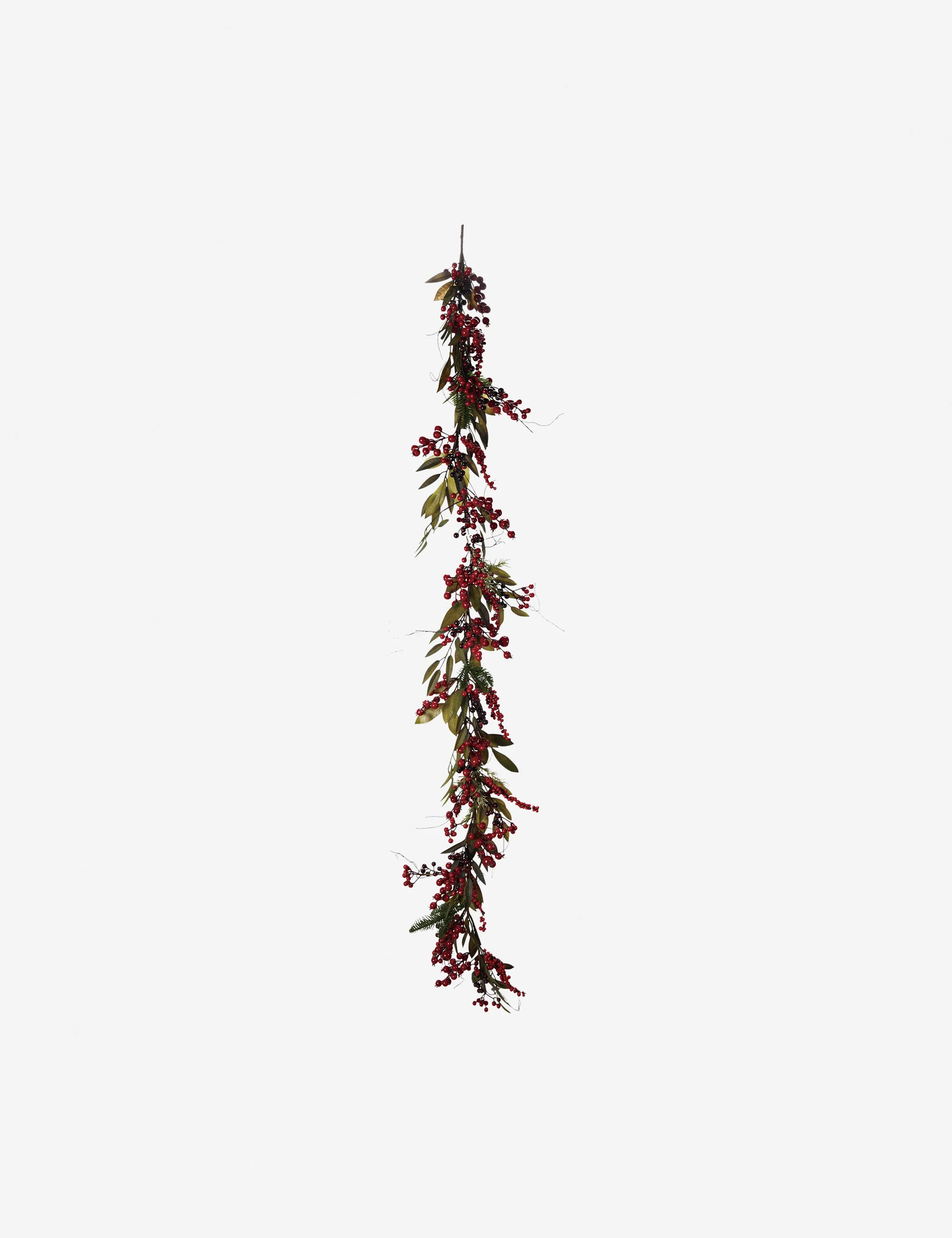 Faux Spruce Garland with Red Berries and Pinecones
