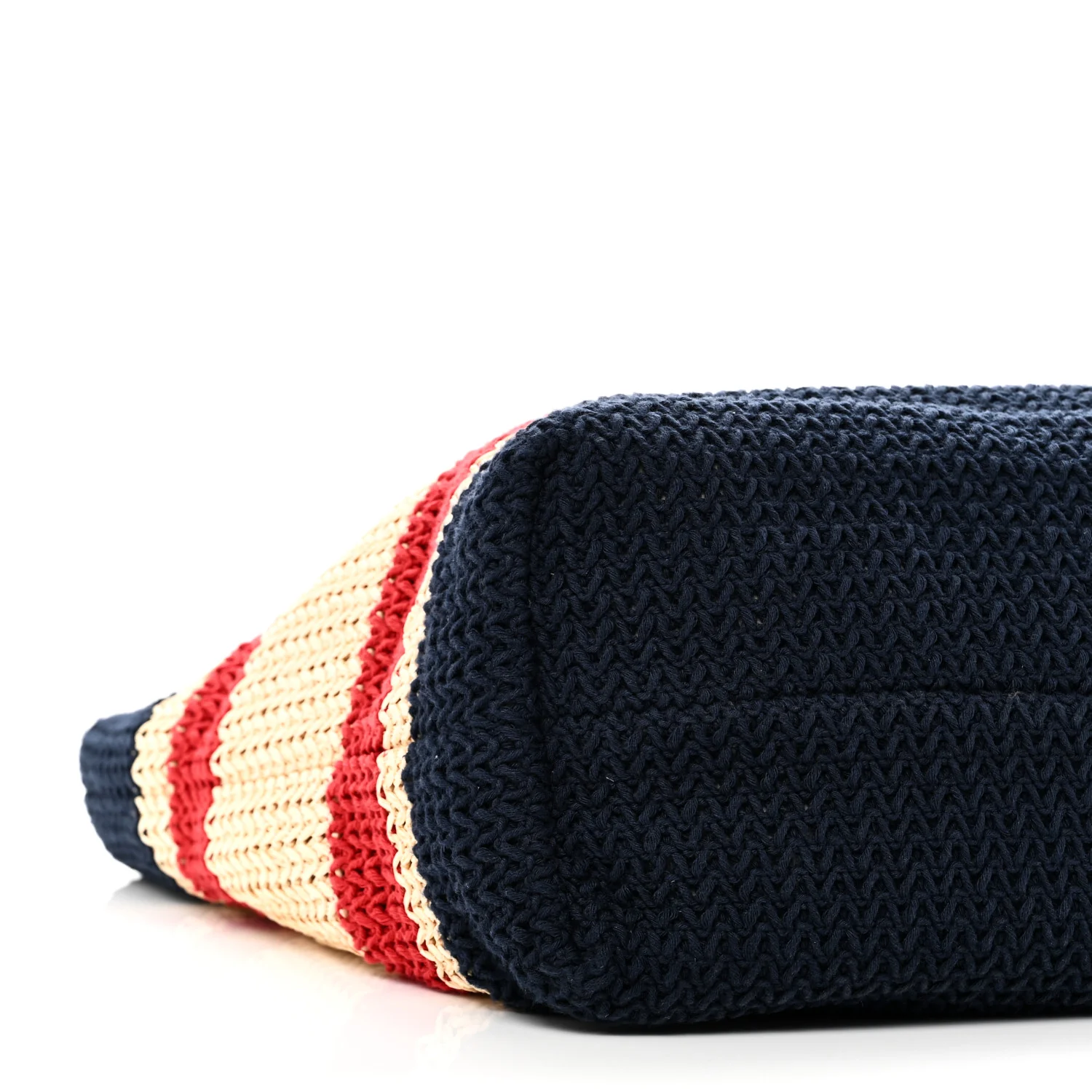 Raffia Crochet Stripe Tote Natural Blue - Top Club