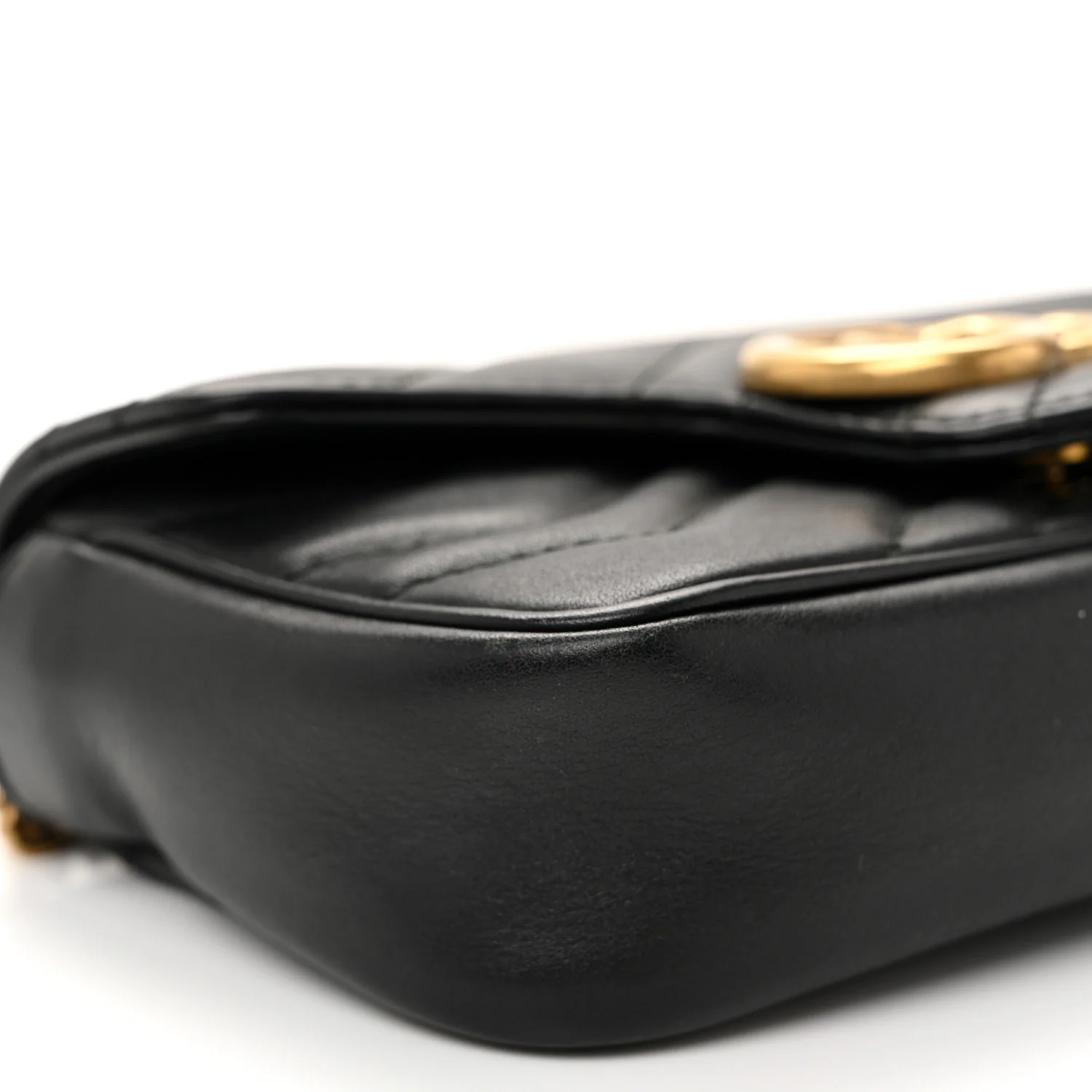 Calfskin Matelasse Super Mini GG Marmont Shoulder Bag Black - Top Club
