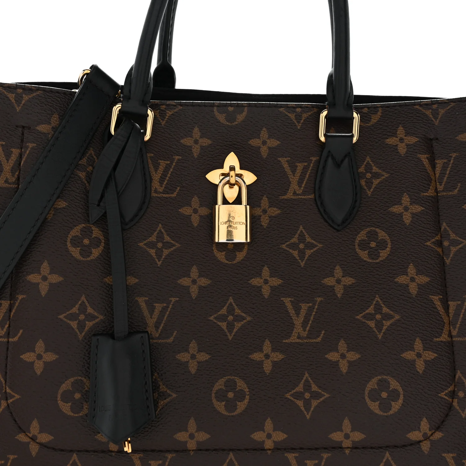 Monogram Flower Tote Black - Top Club