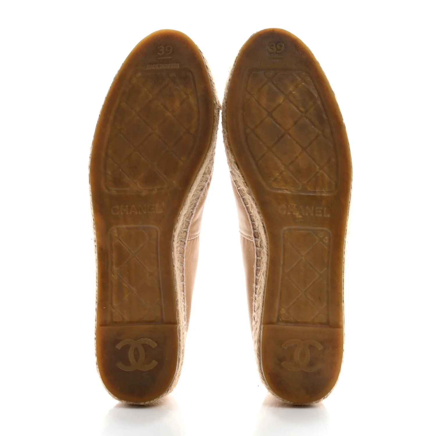 Lambskin CC Espadrilles 39 Beige Black - Top Club