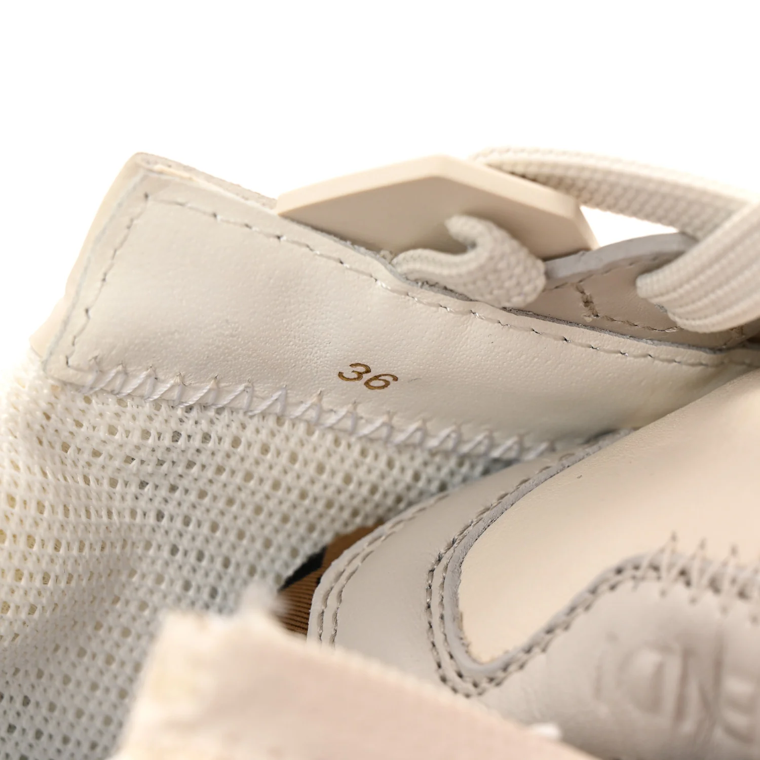 Calfskin Fabric FF Fendi Flow Low Top Sneakers 36 White - Top Club