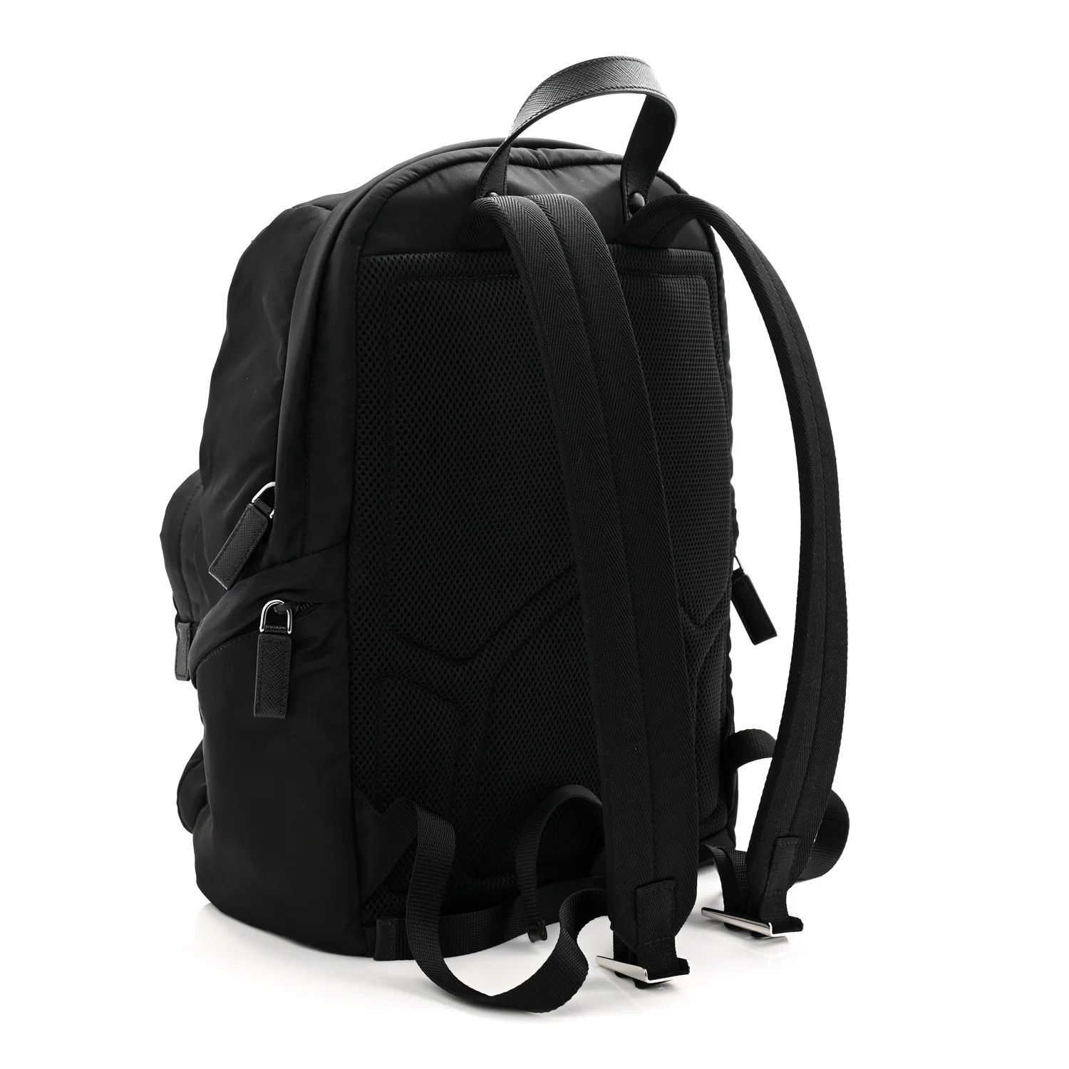 Re-Nylon Saffiano Zip Backpack Black