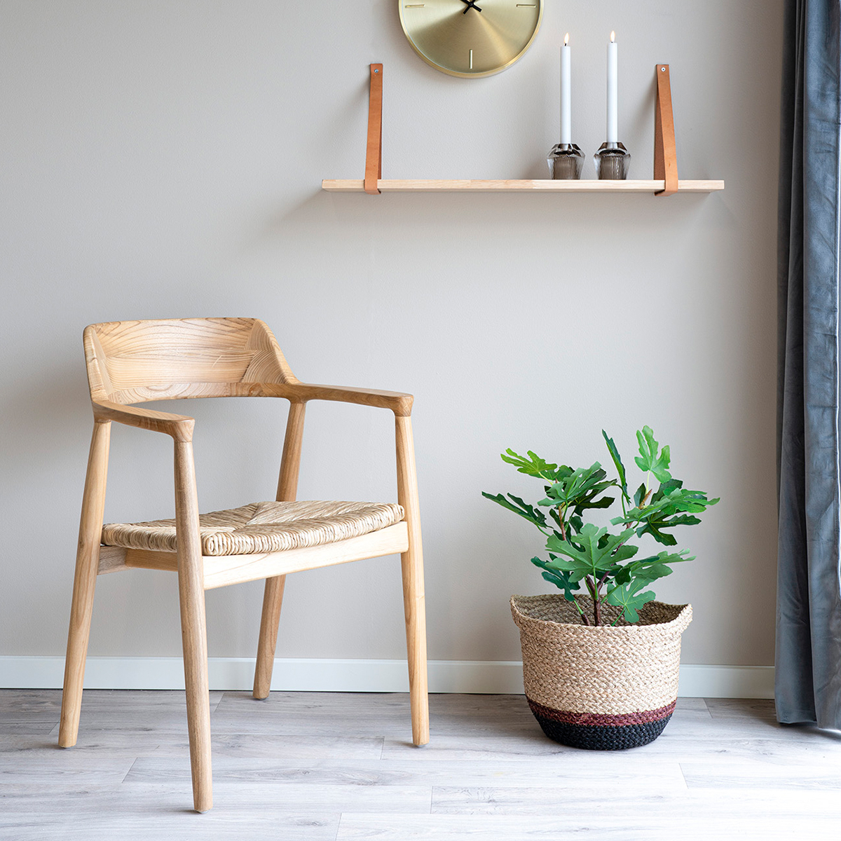 Eetkamerstoel Yorick met rotan zitting Naturel