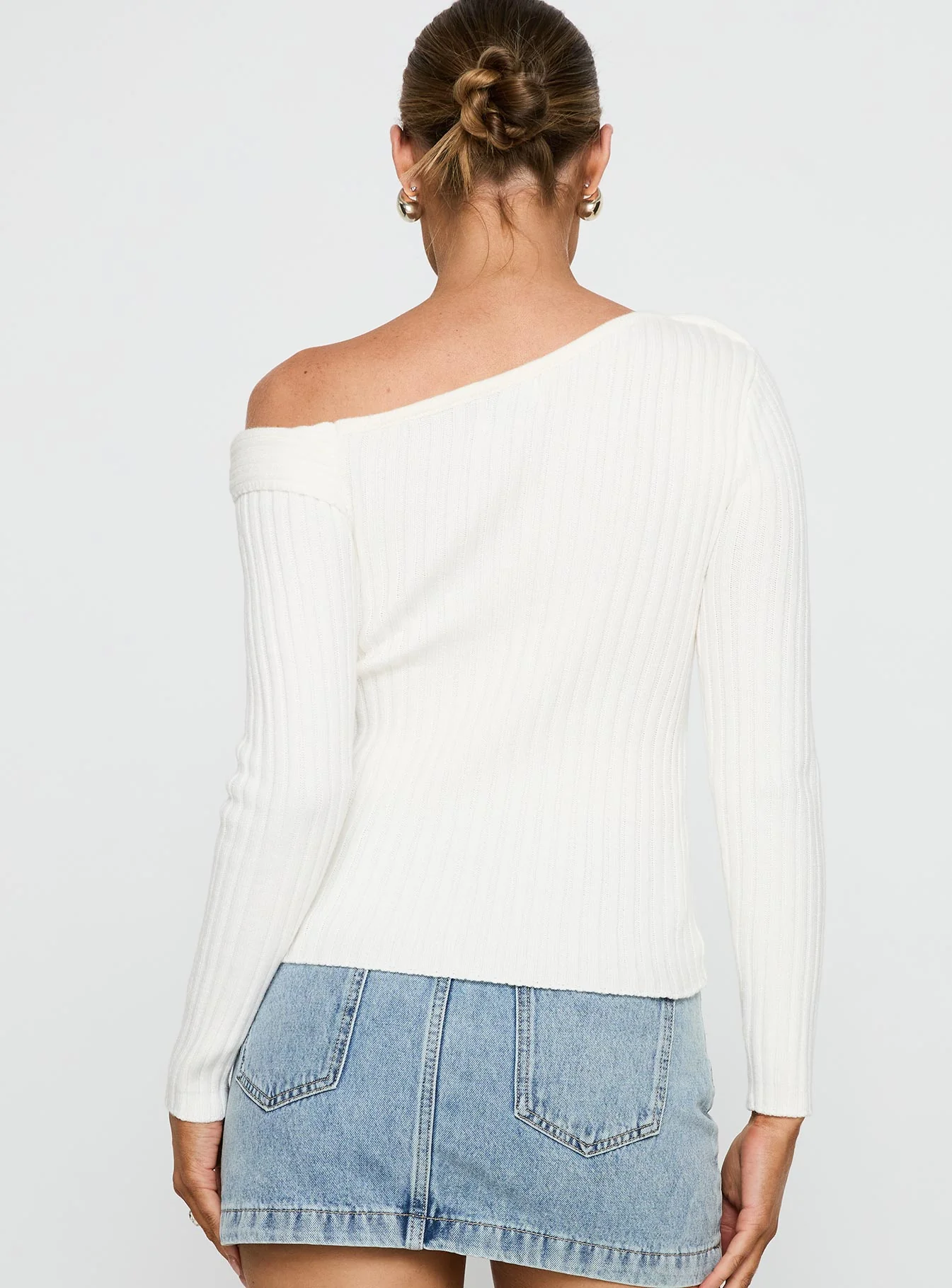 Jaybell Cold Shoulder Sweater White