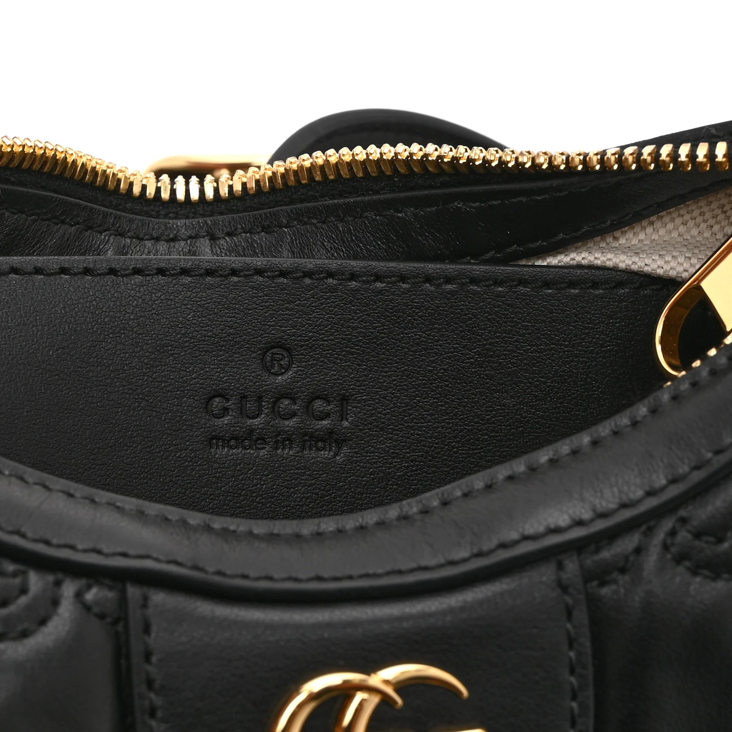 Calfskin GG Matelasse Mini Hobo Shoulder Bag Black - Top Club