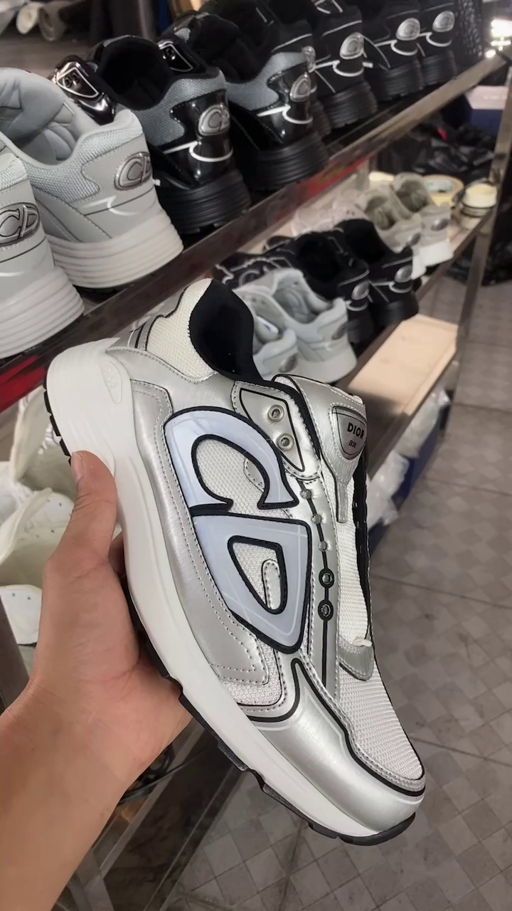 天花板 Dior 迪奥 B30 网眼织物  低筒 休闲鞋 运动鞋 板鞋 男鞋 女鞋 银黑 3SN279ZYG-H869 - Sneaker Replica Workshop