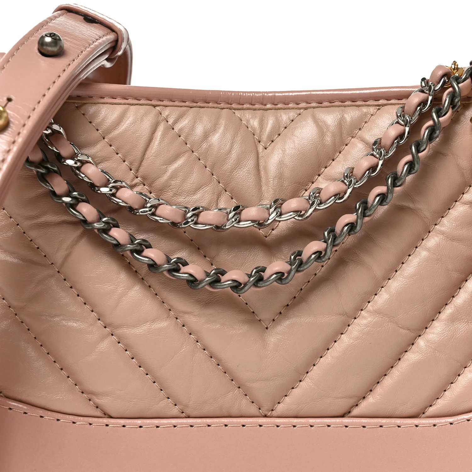 Aged Calfskin Chevron Quilted Small Gabrielle Hobo Pink - Top Club