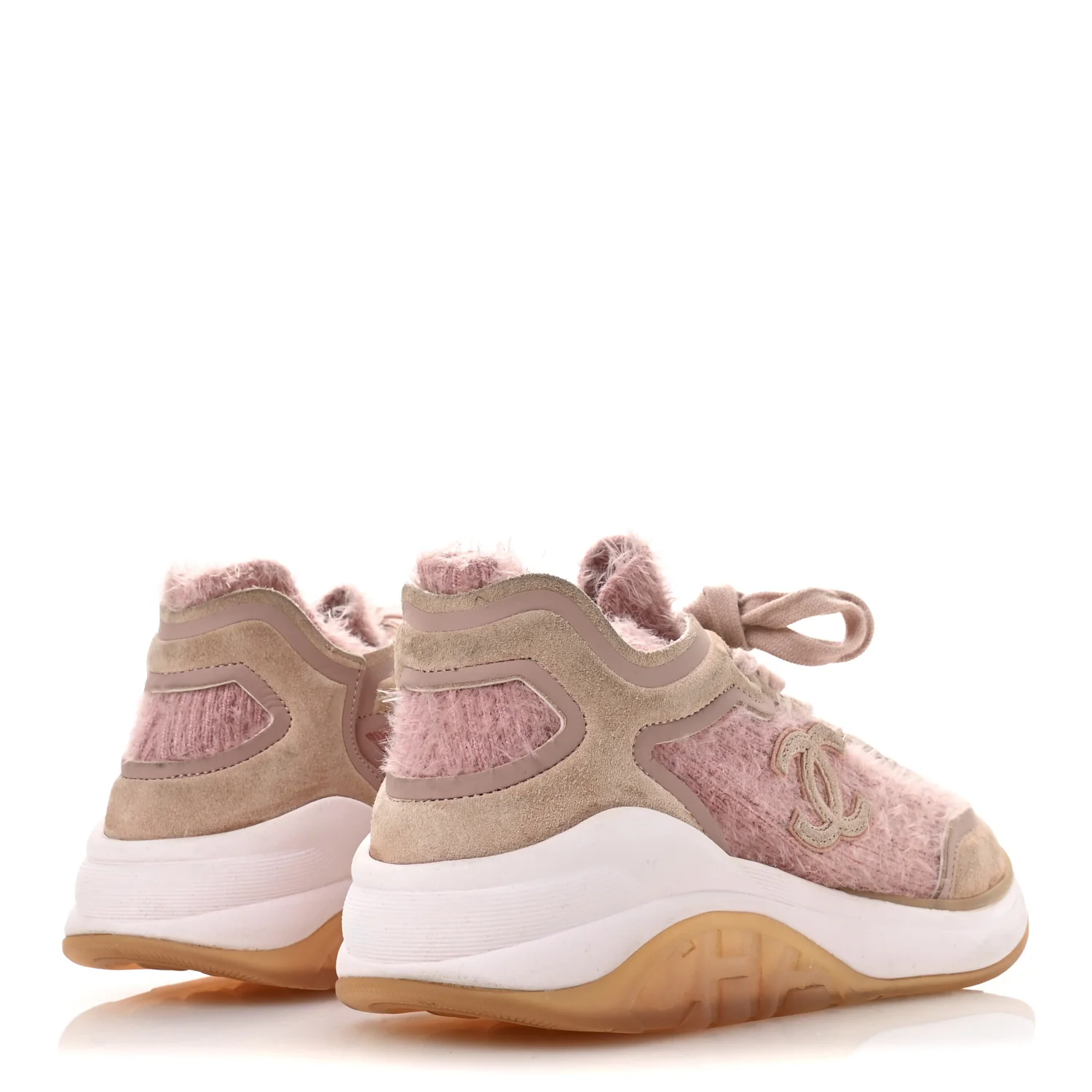 Suede Calfskin Stretch Fabric CC Sneakers 38.5 Pink - Top Club