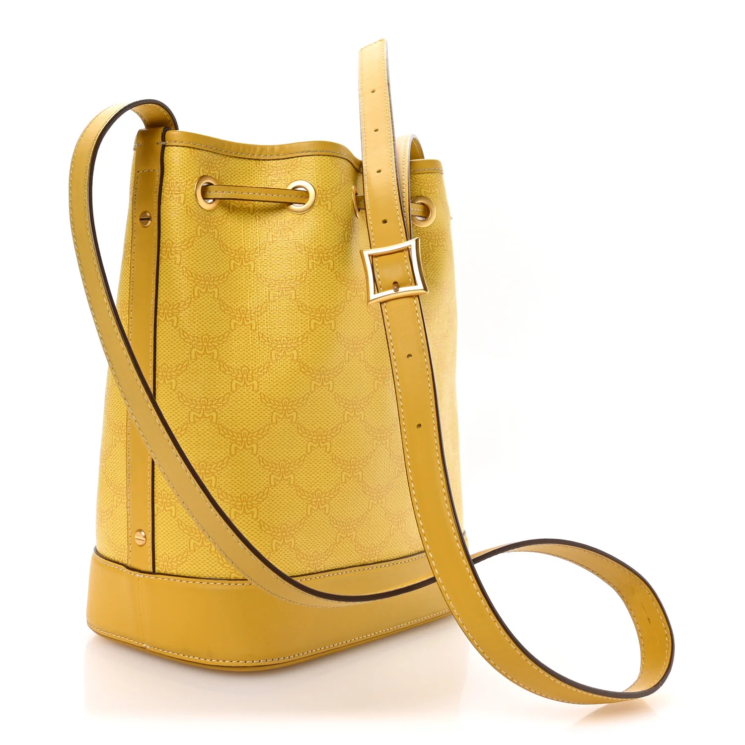 Lauretos Spanish Calfskin Medium Himmel Drawstring Bucket Bag Lemon Gold - Top Club