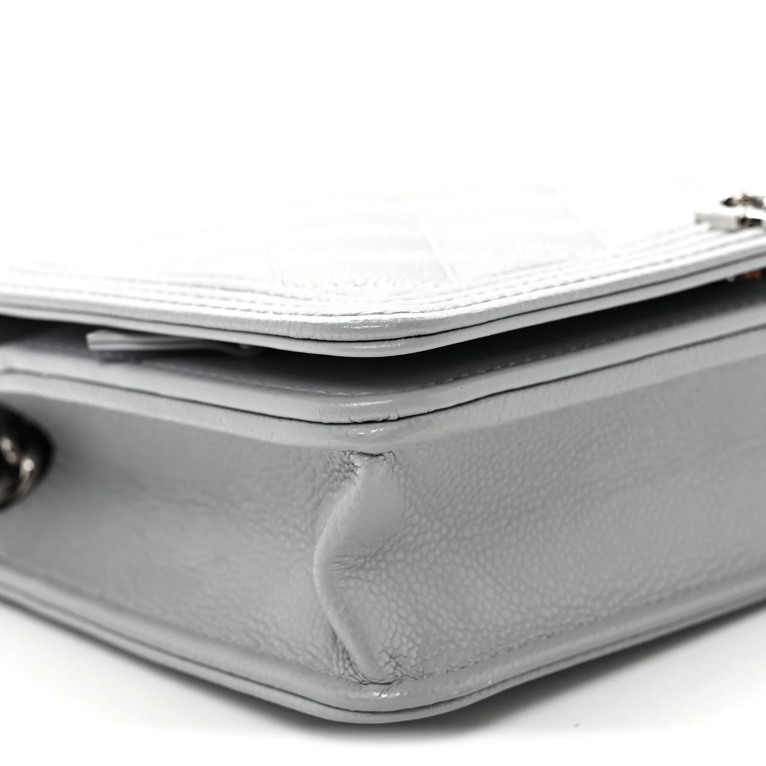 Caviar Quilted Boy Wallet On Chain WOC Grey - Top Club