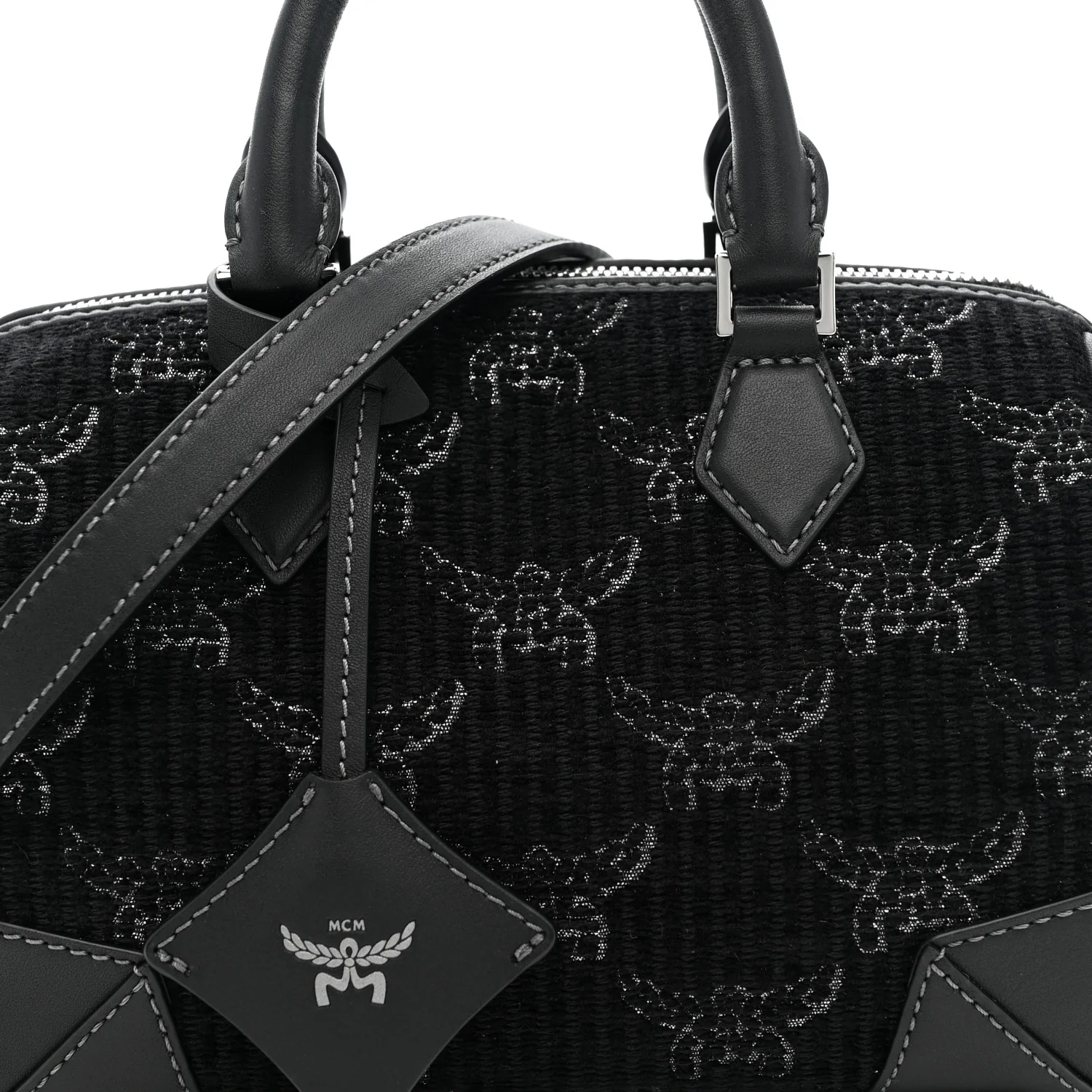 Lauretos Lurex Jacquard Small Ella Boston Bag Black - Top Club
