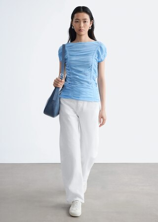& Other Stories RUCHED CAP-SLEEVE TOP