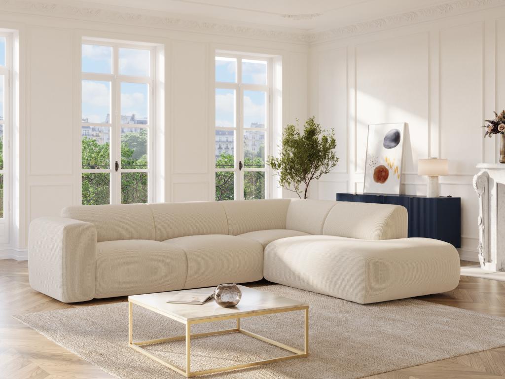 Sofá esquinero derecho - beige - respaldo largo