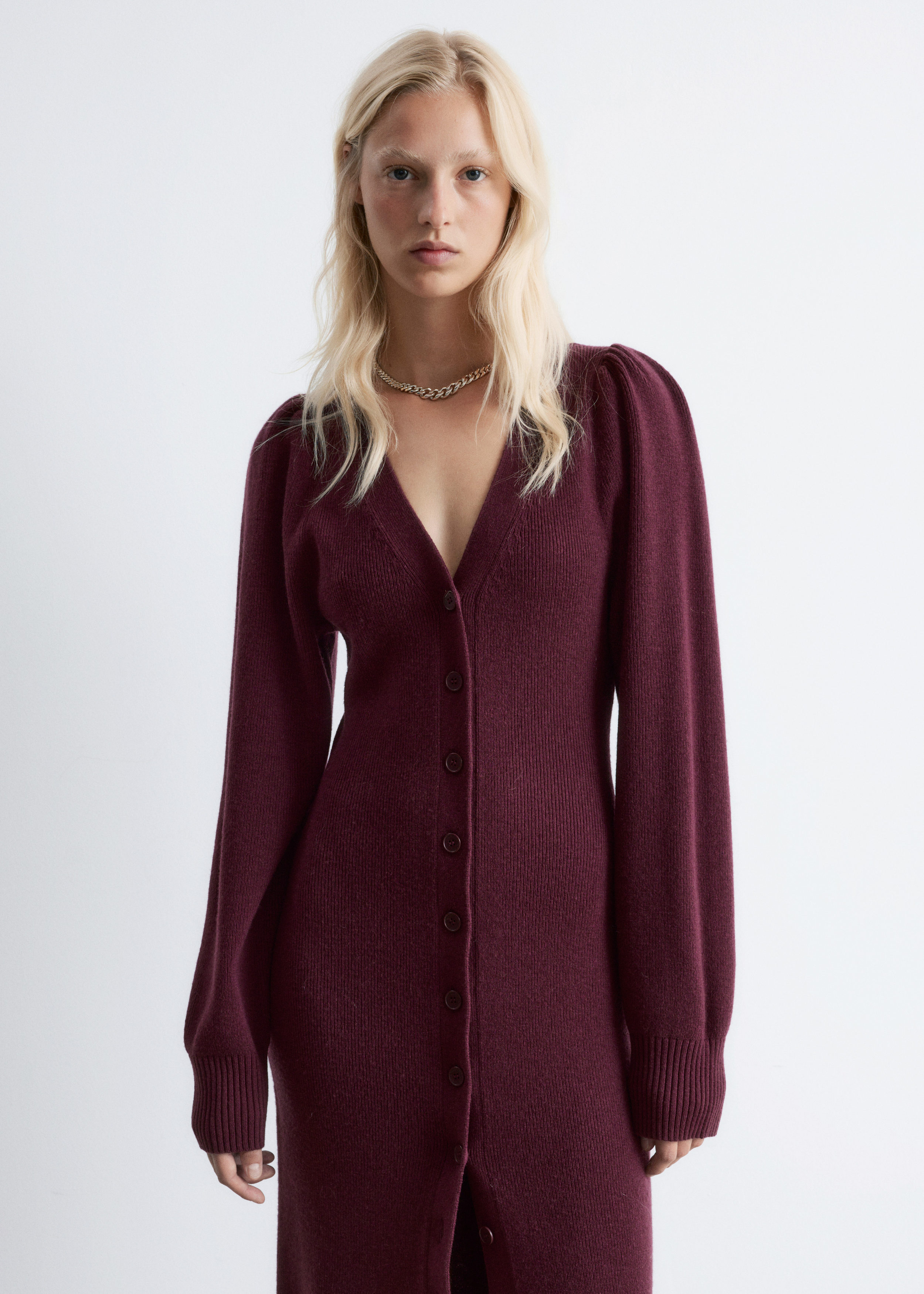 & Other Stories PUFF-SLEEVE WOOL MAXI DRESS