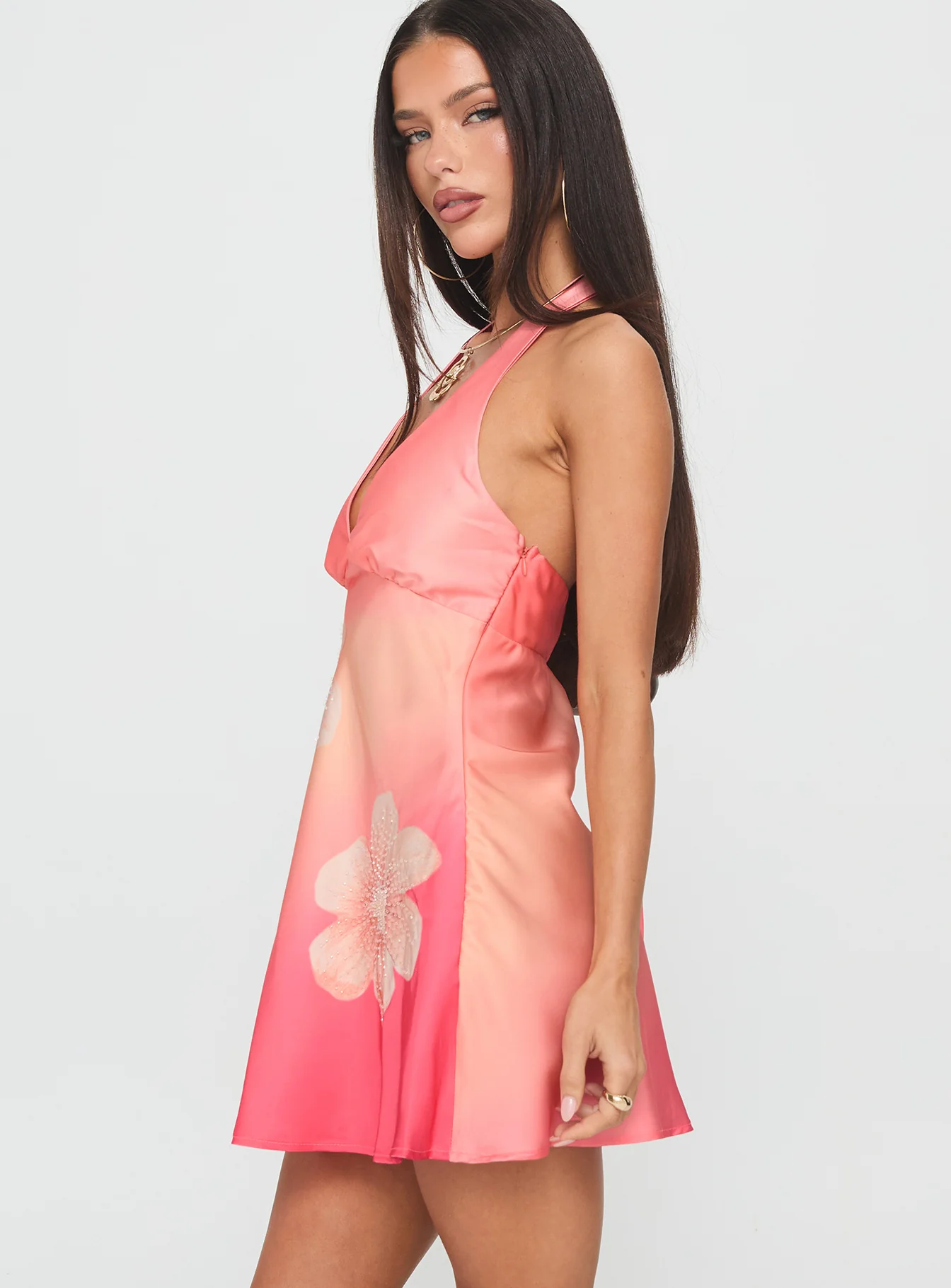 Laleisa Beaded Halter Mini Dress Multi