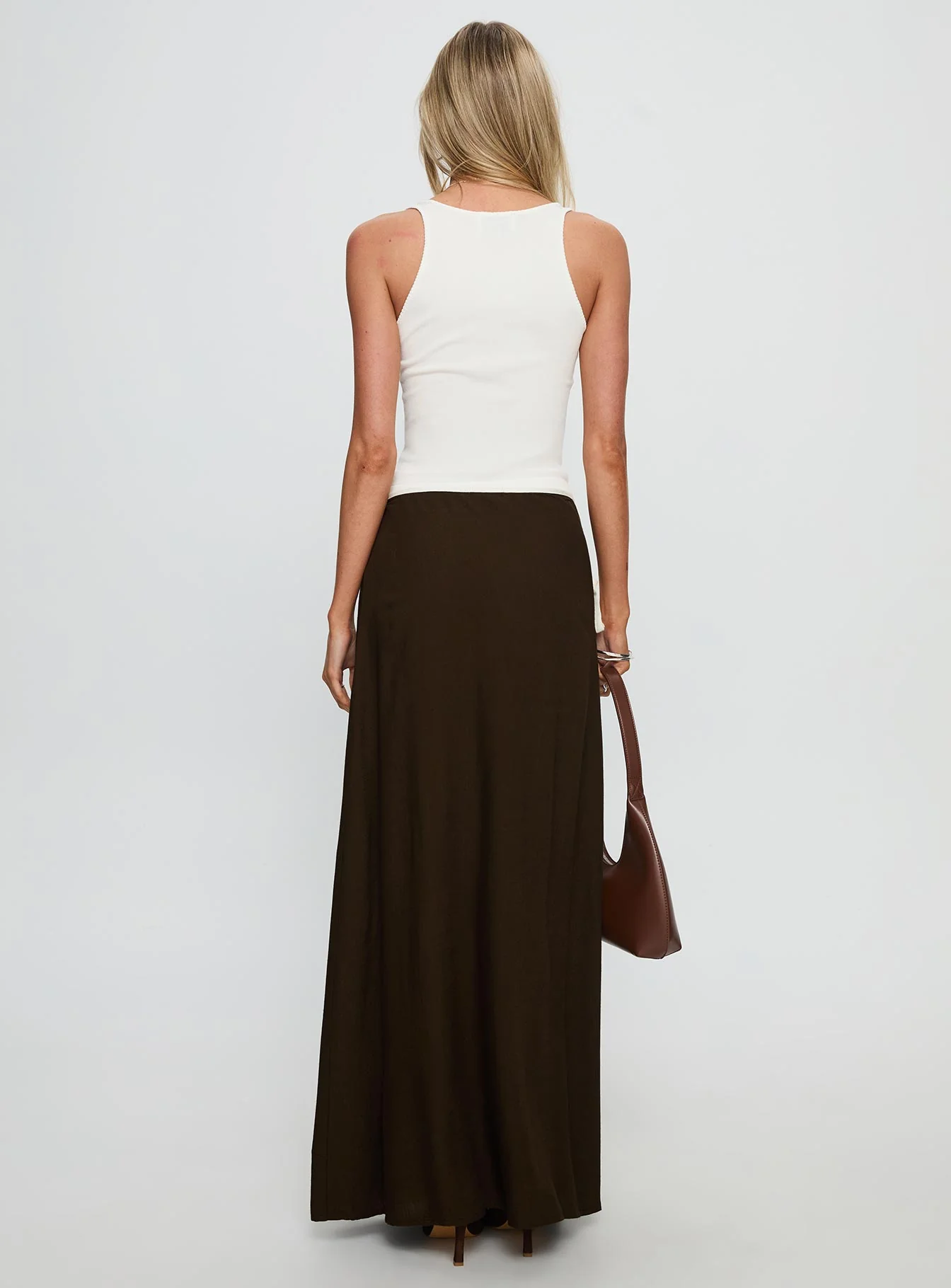 Keirah Contrast Wrap Maxi Skirt Chocolate / White
