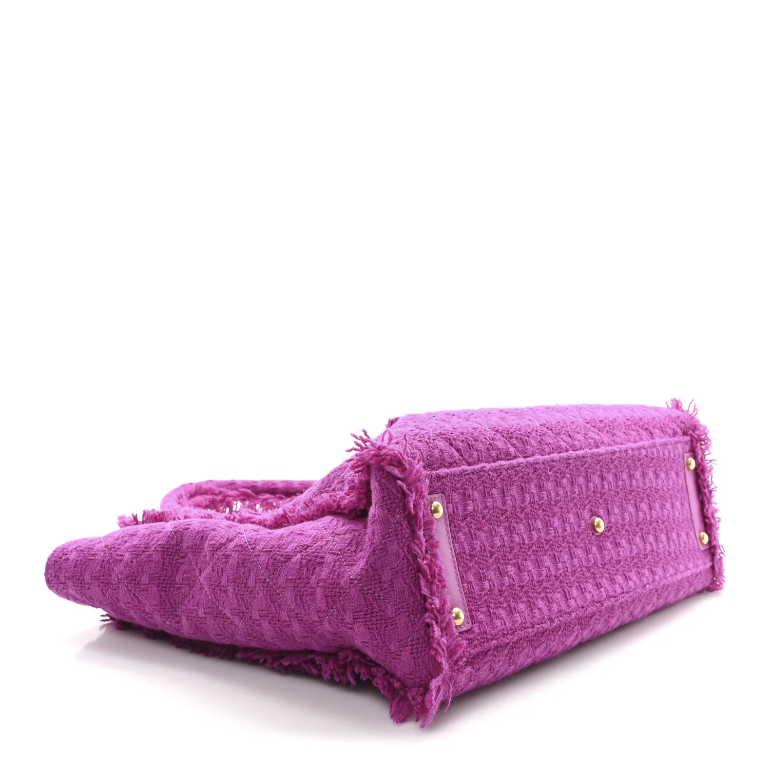 Wool Tweed Large Zipped Shopping Tote Magenta - Top Club