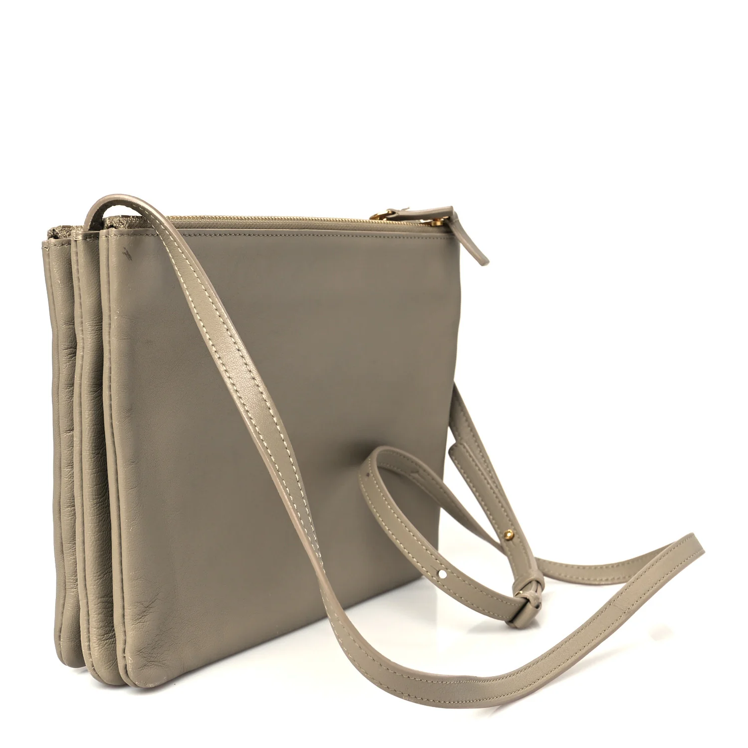 Lambskin Large Trio Crossbody Bag Beige - Top Club