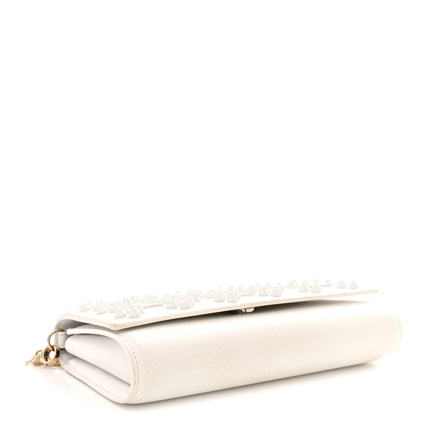 Calfskin Spikes Loubinthesky Paloma Wallet On Chain White - Top Club