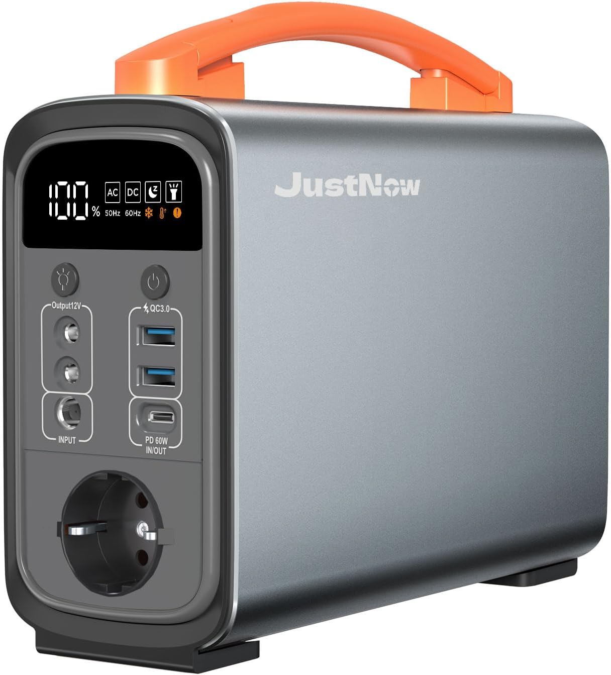JustNow Centrale Elettrica Portatile, 320Wh Generatore Solare con Batteria LiFePO4, 240W/100000mAh Alimentazione Elettrica di Emergenza per Viaggi in Campeggio e Off-Grid
