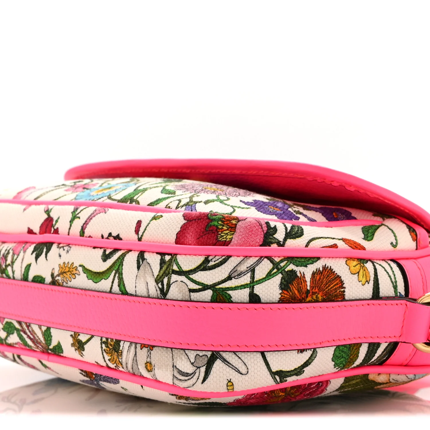Canvas Flora Floral Shoulder Bag White Fuchsia Fluo - Top Club