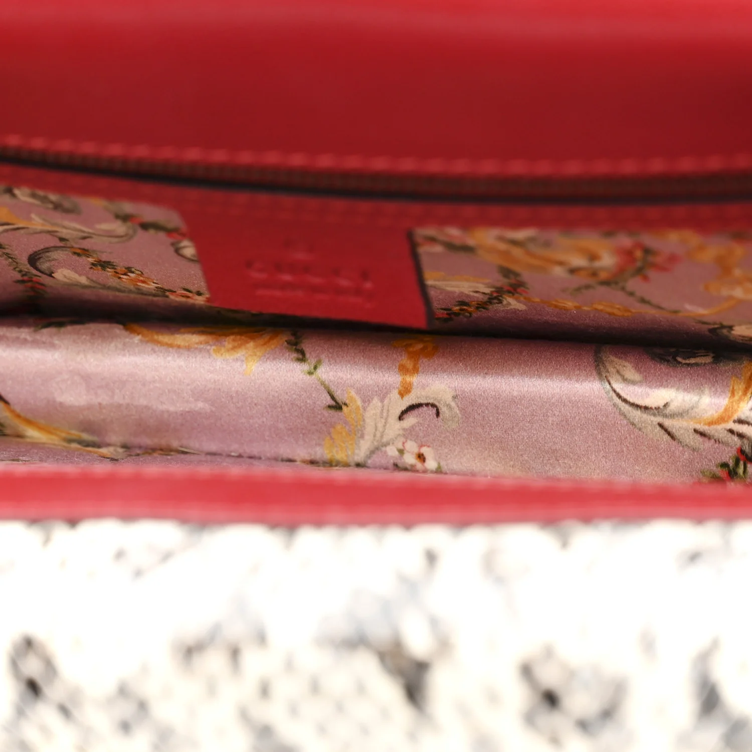 Calfskin Snakeskin Studded Small Ottilia Top Handle Bag Hibiscus Red - Top Club