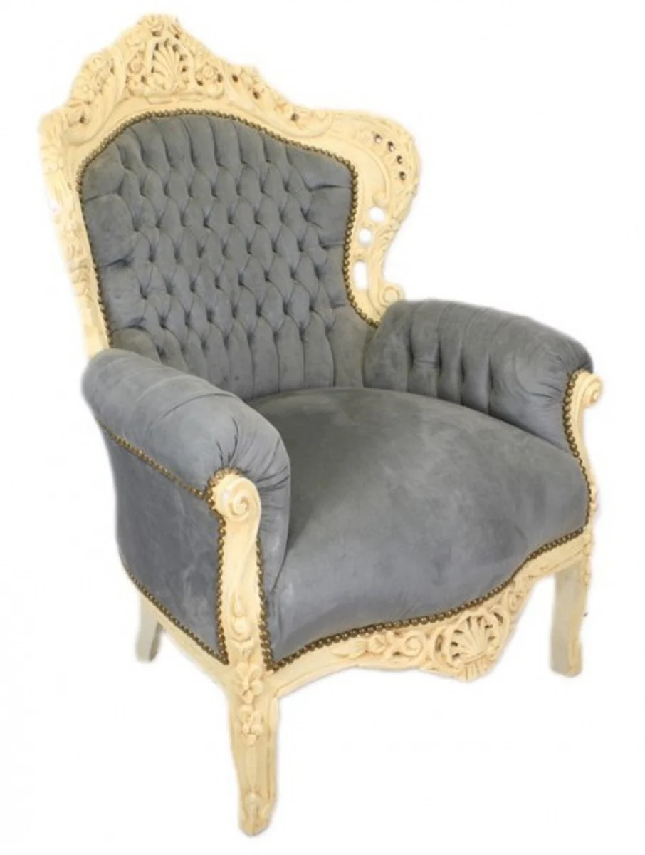 Baroque Armchair King Gray / Antique Style Cream - Antique Style Furniture