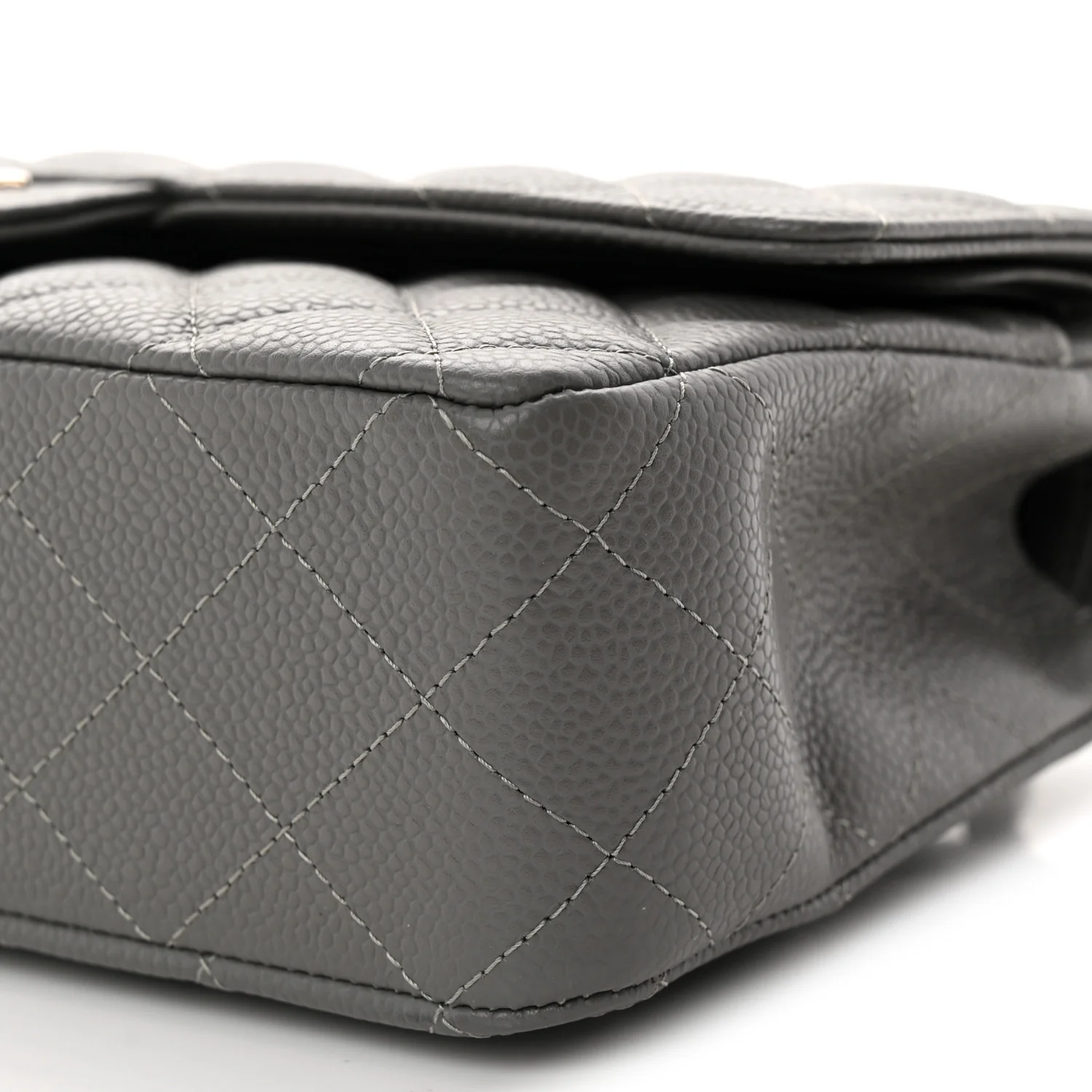 Caviar Quilted Medium Double Flap Grey - Top Club