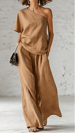 Women's Spring/Summer Off-Shoulder Fashion Top and Wide-Leg Pants Casual Suit - Nordfashionstorm - Women's Clothing, Fashion for You - Nordfashionstorm.com