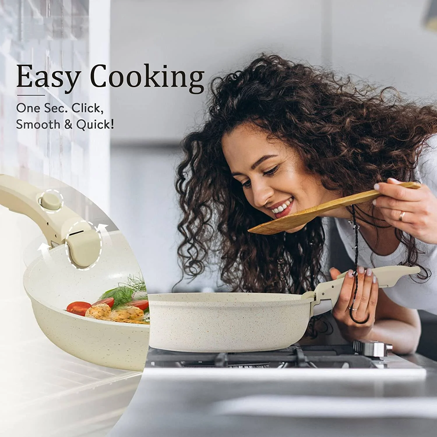 11 Piece Pots and Pans Set, Non-Stick Cookware Set with Removable Handle, Induction Kitchen Cookware Sets, Non-Stick with Removable Handle, RV Cookware Set, Oven Safe