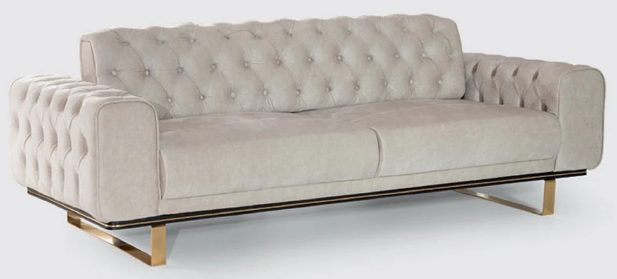 Luxury Chesterfield sofa gray / black / gold 240 x 100 x H. 85 cm - Modern living room sofa - Chesterfield living room furniture