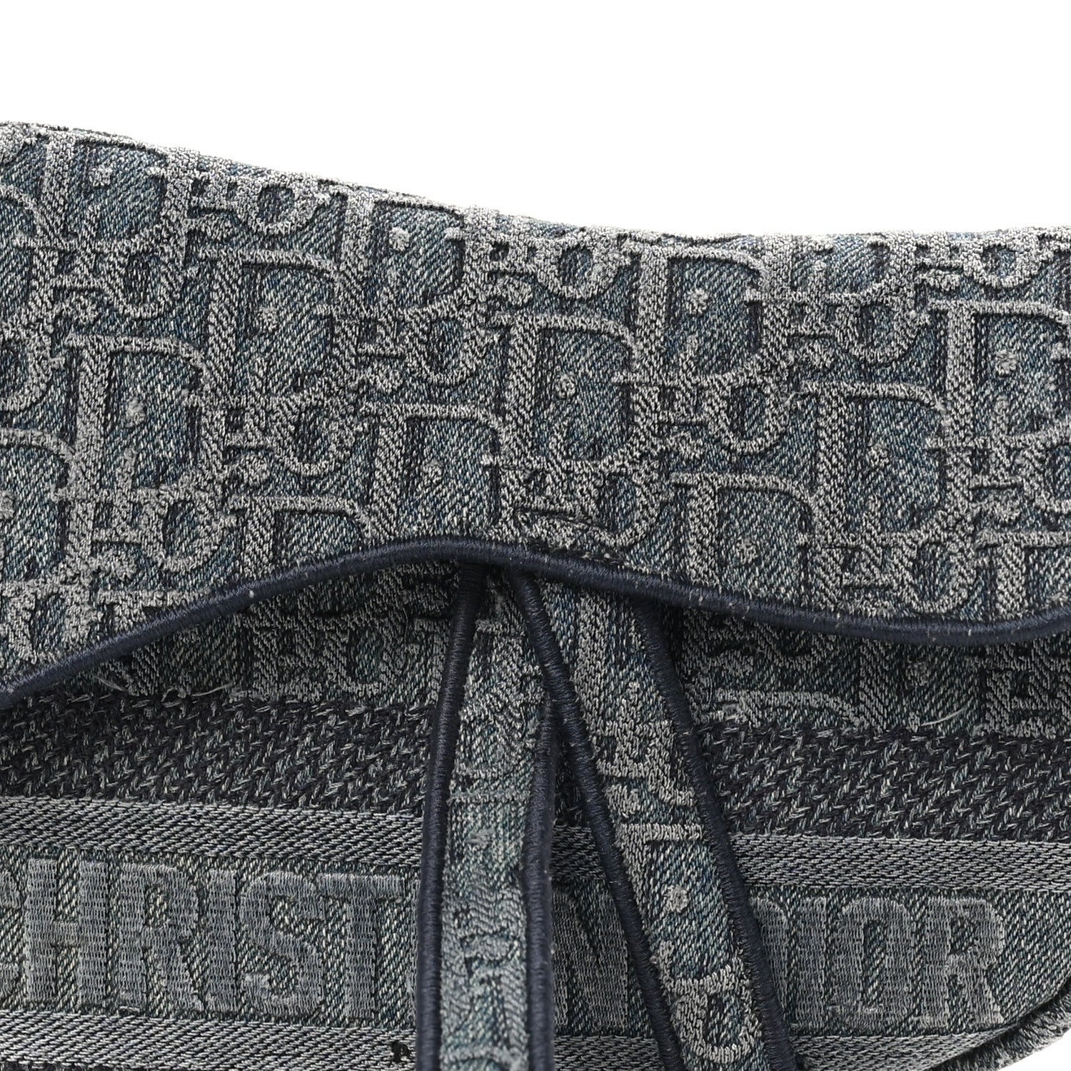 Oblique Embroidered Saddle Bag Denim Blue - Top Club