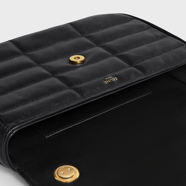 CHAIN SHOULDER BAG MATELASSE MONOCHROME CE IN QUILTED GOATSKIN BLACK - Top Club