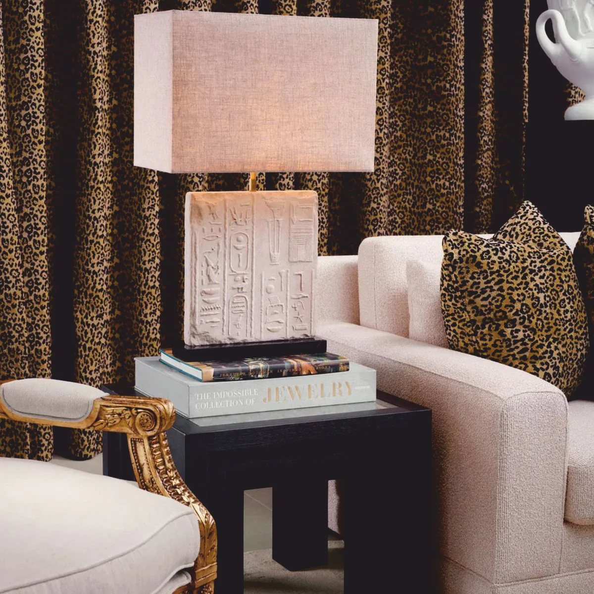 Luxury decorative cushion leopard beige / black 60 x 60 cm - decorative accessories