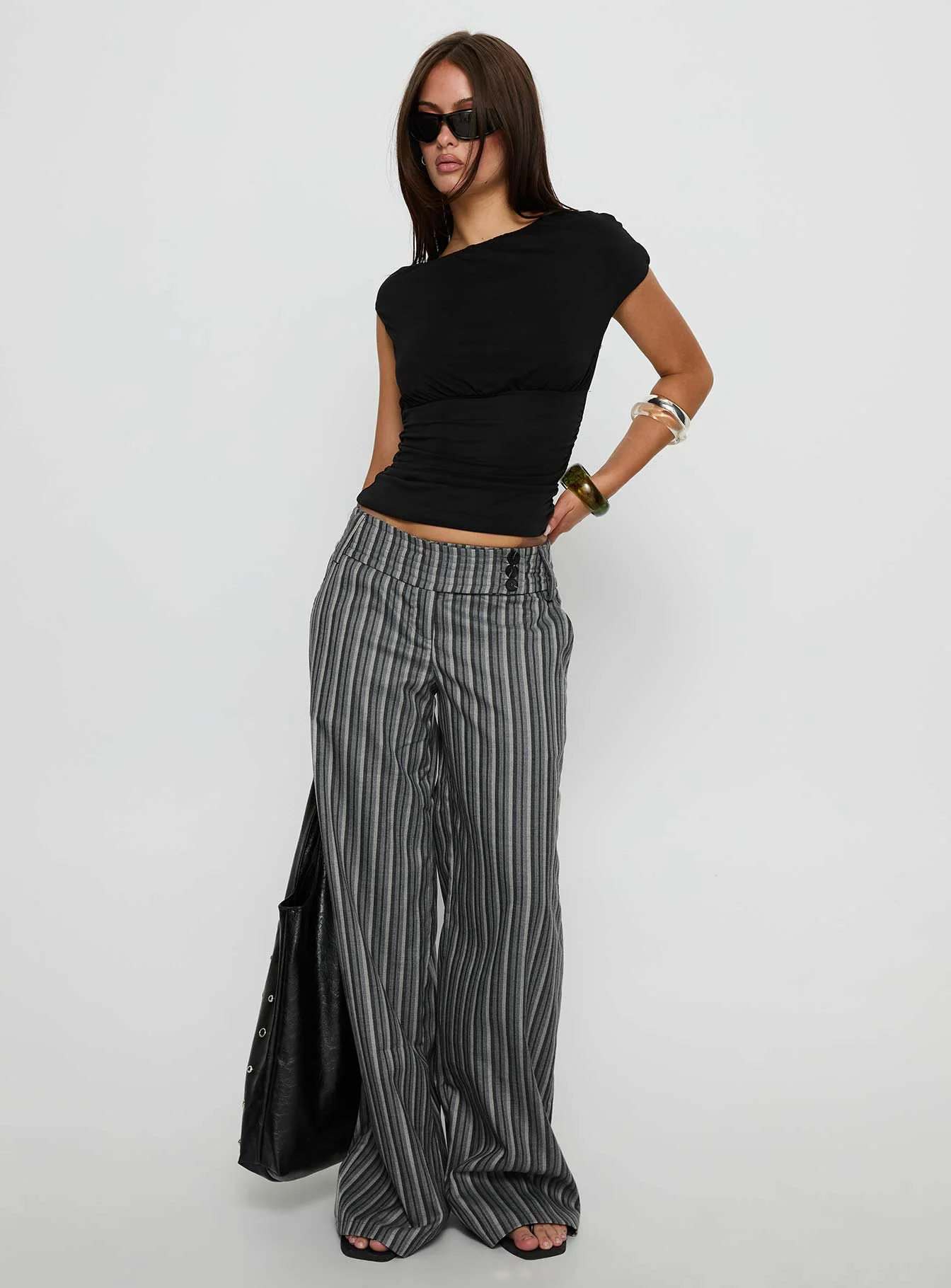 Cedars Low Rise Pant Grey Stripe