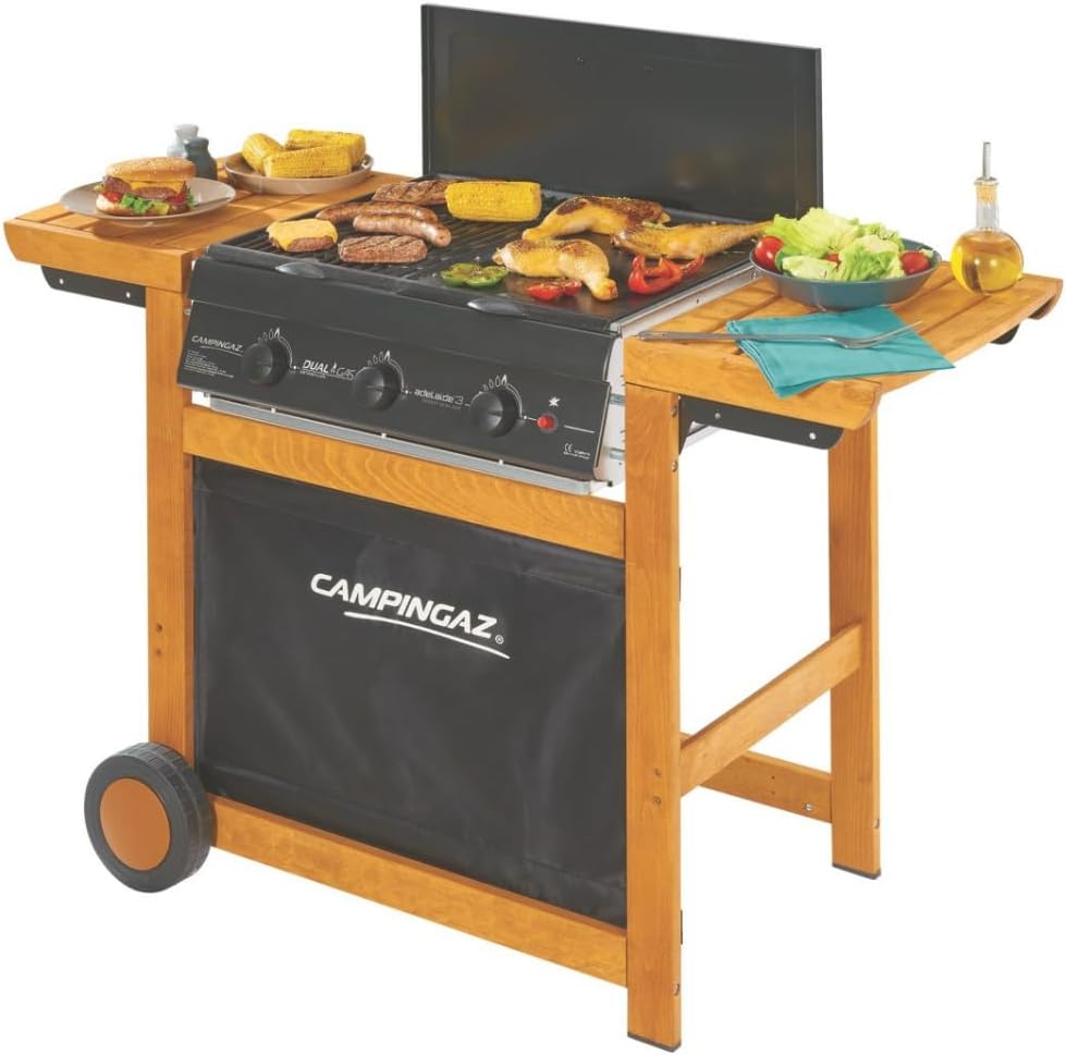 Campingaz Grill Barbecue A Gas A Tre Bruciatore 14 Kw, Nero Marrone, 128 x 59 x 89 cm