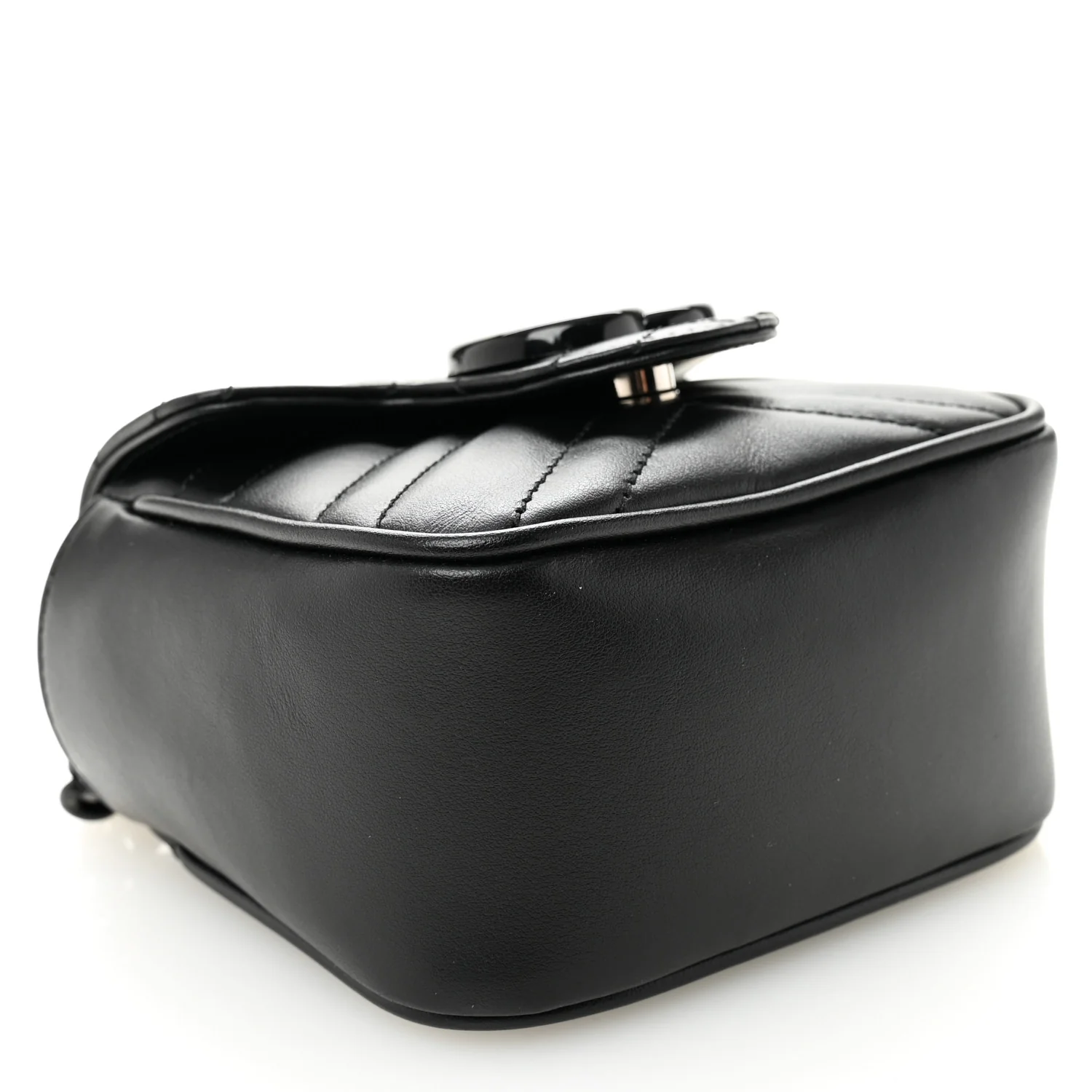 Calfskin Matelasse Monochrome GG Marmont Chain Mini Belt Bag Black - Top Club
