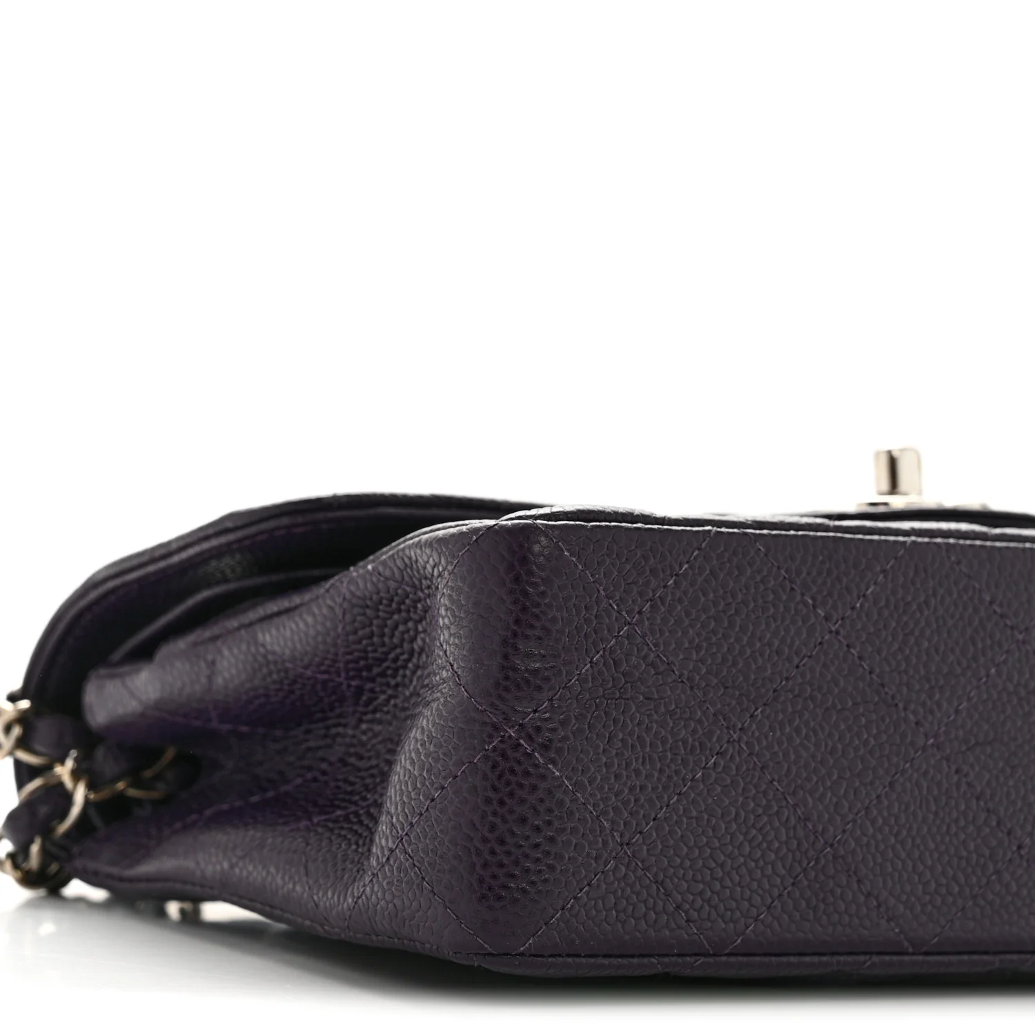 Caviar Quilted Small Double Flap Dark Purple - Top Club