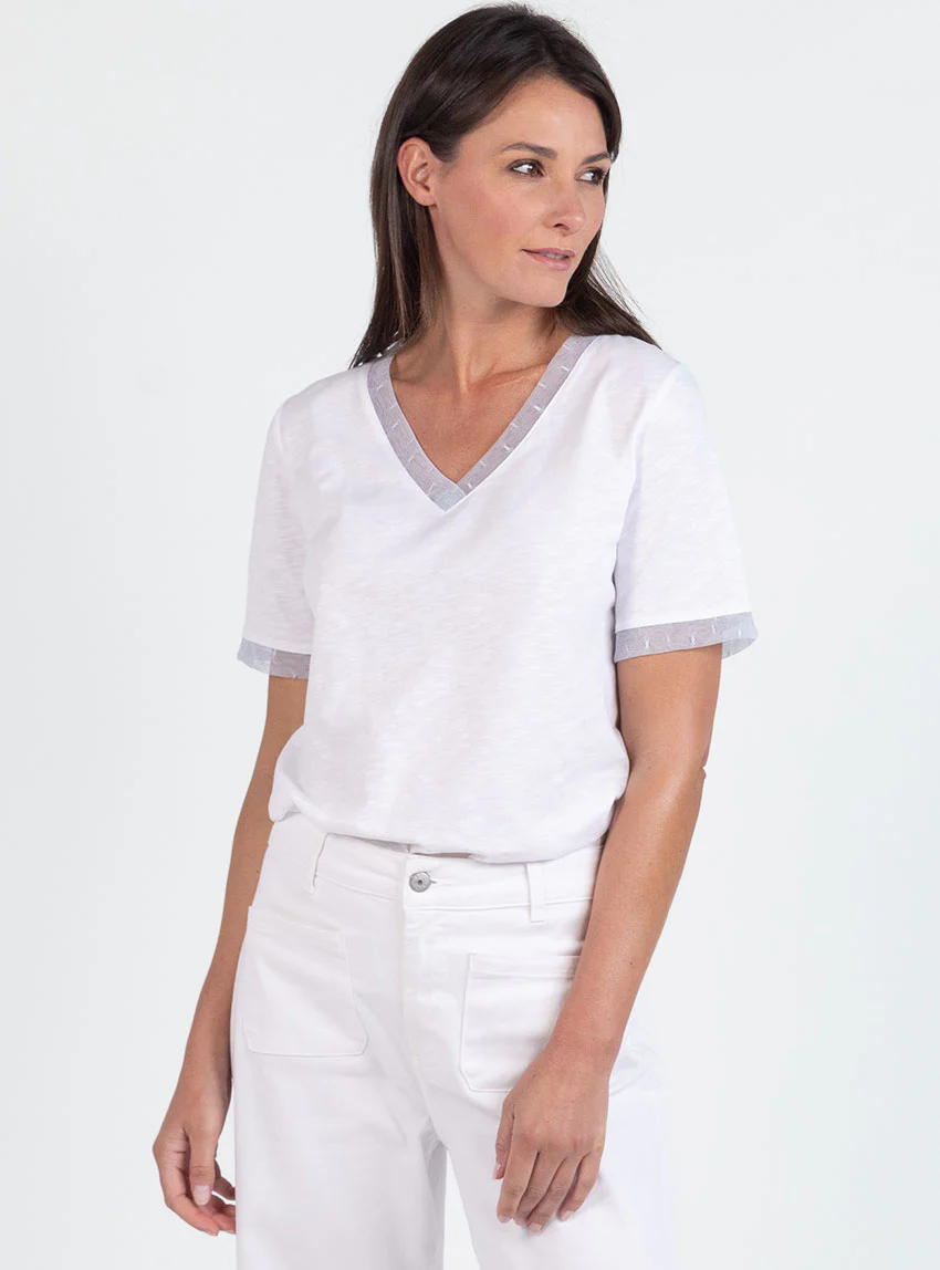 Tee-shirt femme en coton flammé