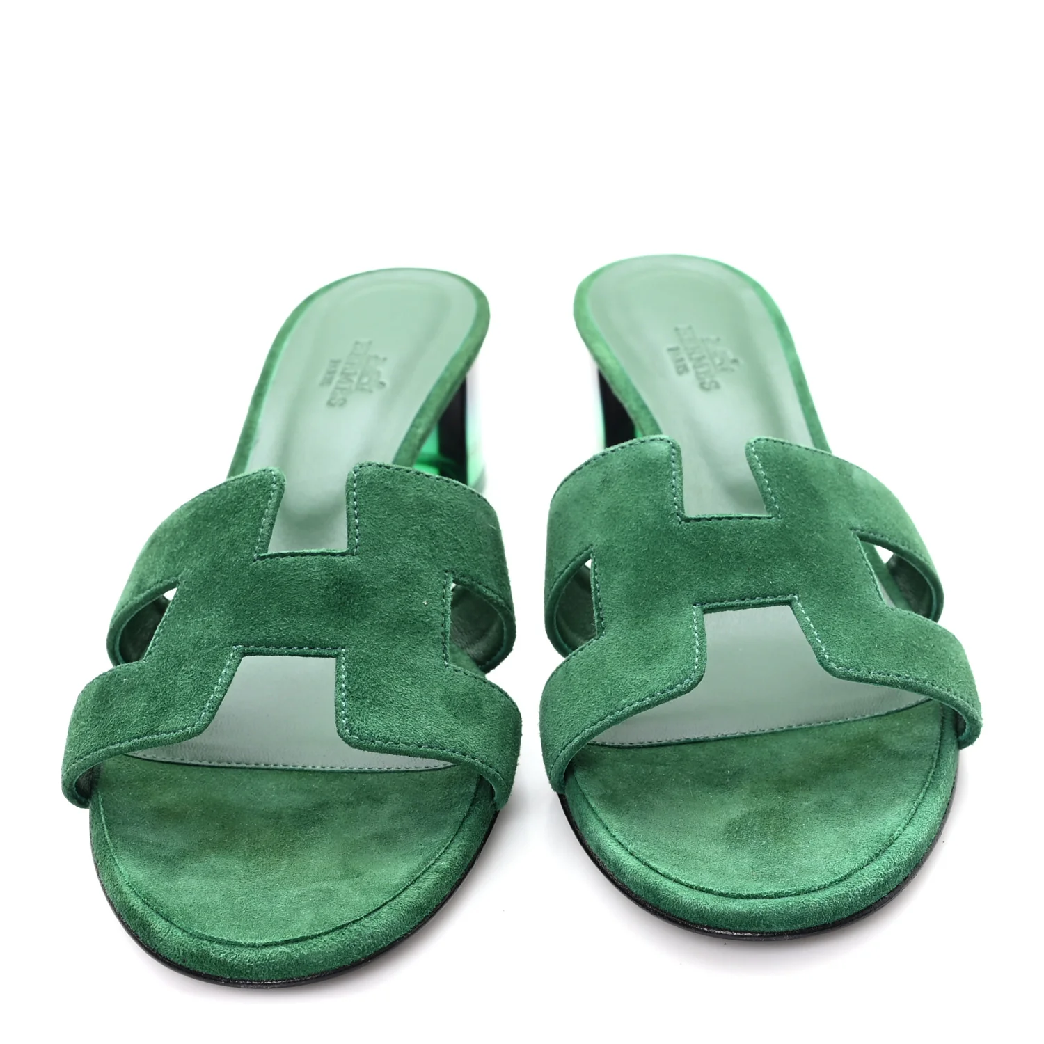 Suede Goatskin Oasis Sandals 39.5 Vert Electrique - Top Club