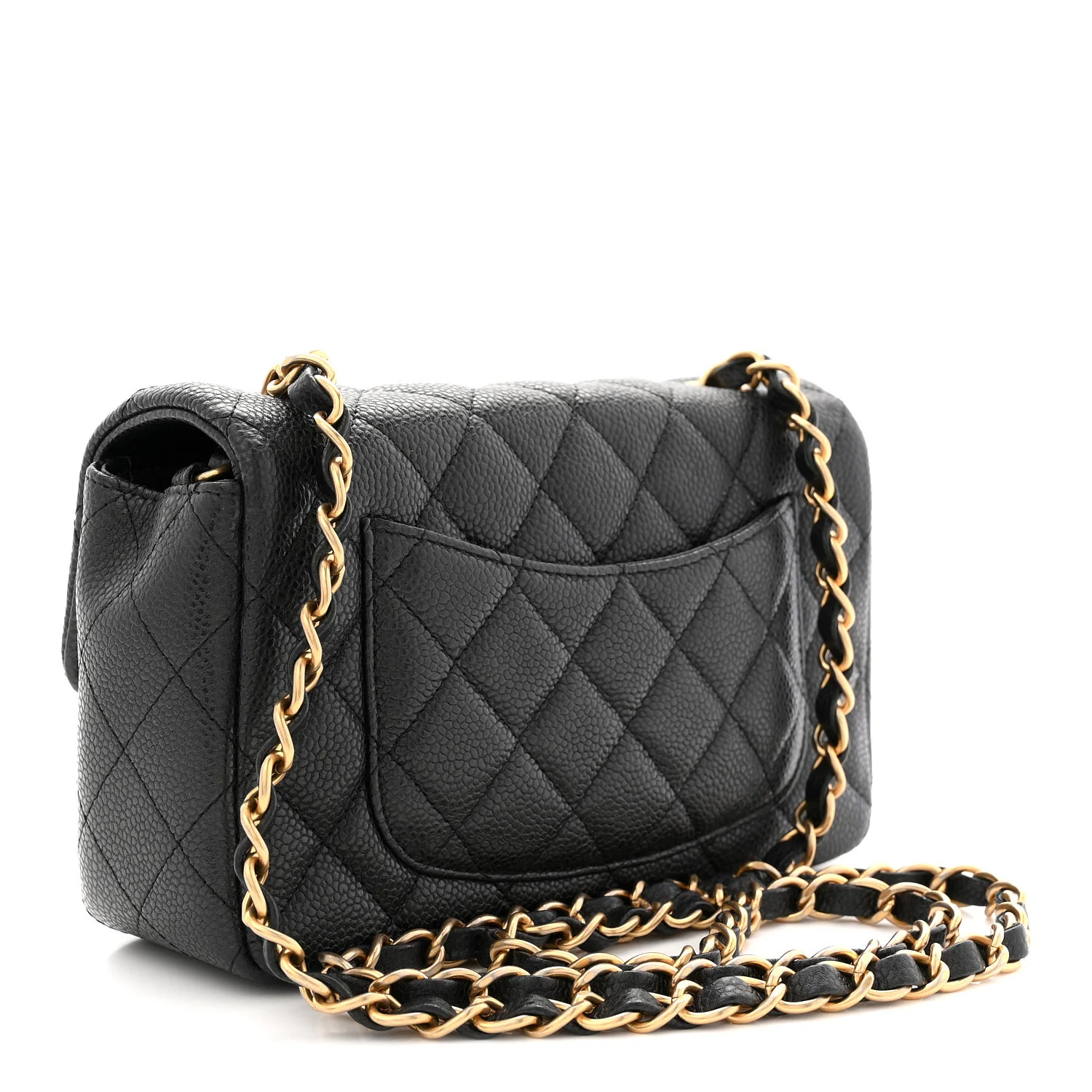 Metallic Caviar Quilted Mini Rectangular Flap Black - Top Club
