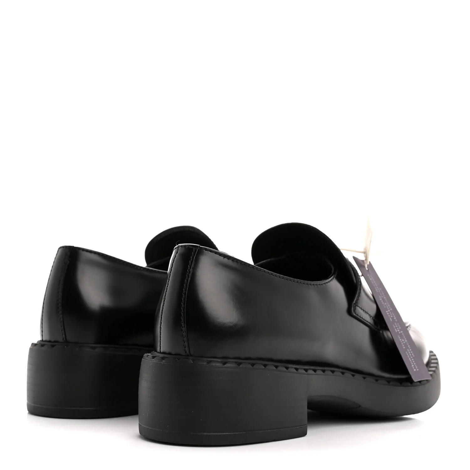 Spazzolato Metal Triangle Logo 50mm Loafers 40.5 Black - Top Club