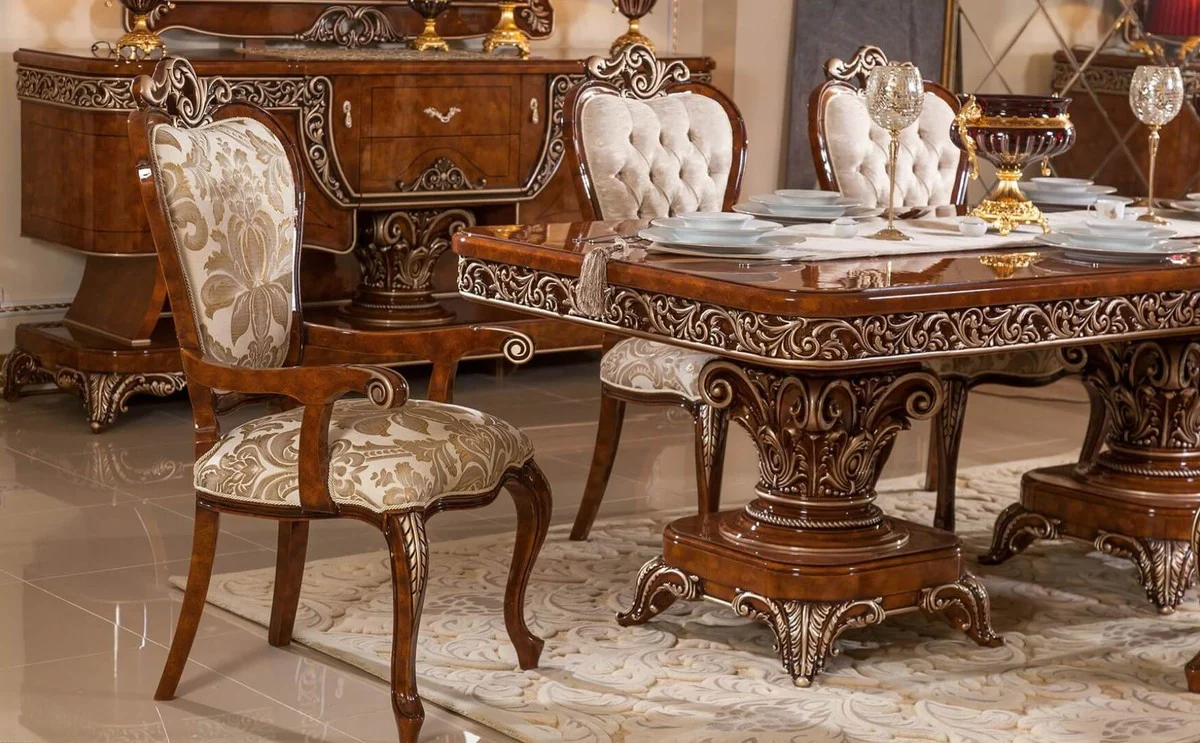 Luxury Baroque dining table brown / bronze - Magnificent solid wood dining room table in Baroque style - Baroque dining room furniture - Luxury dining room furniture in Baroque style - Noble & magnificent