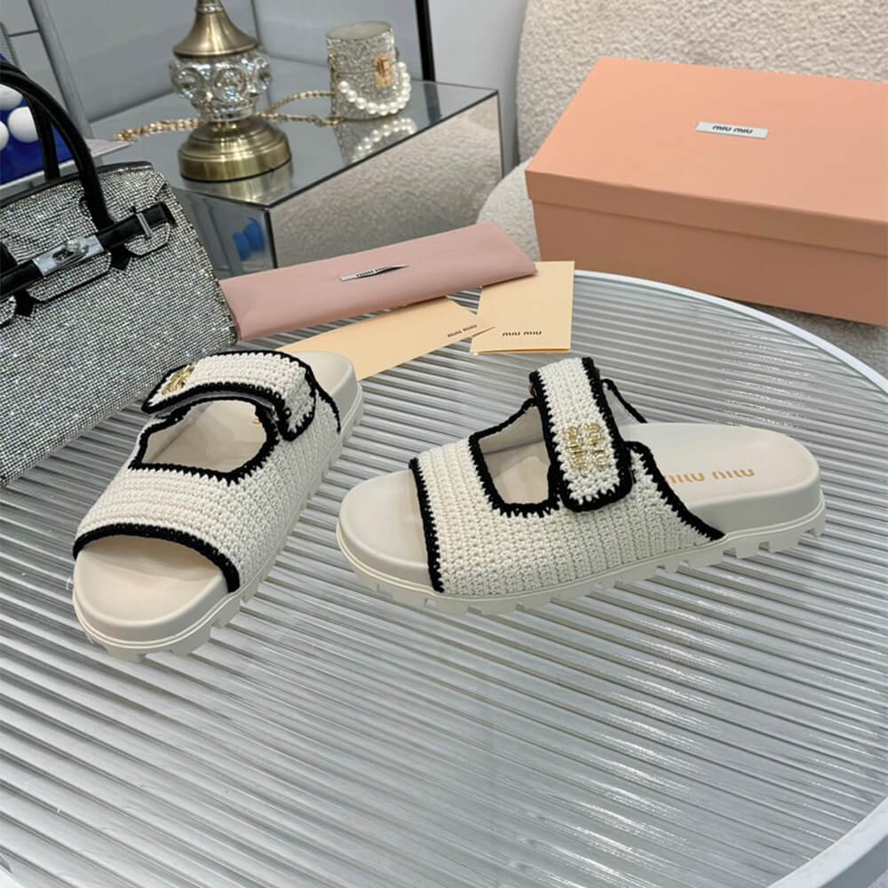 MiuMiu Crochet knit slides - Top Club