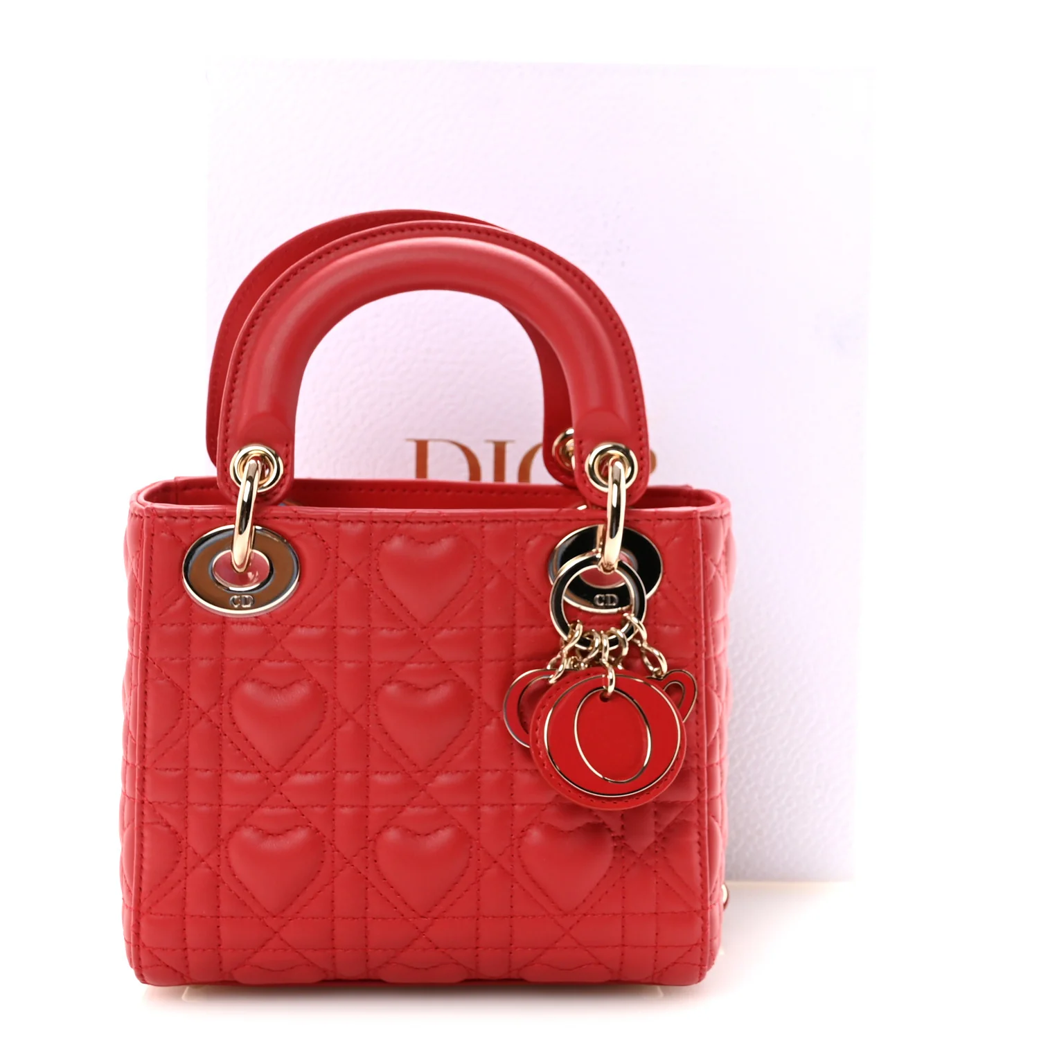 Calfskin Cannage Dioramour Mini Lady Dior Bag Bright Red - Top Club