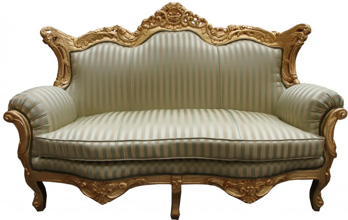 Baroque living room set jade green/gold - 3-seater sofa + 2-seater sofa + 1 armchair