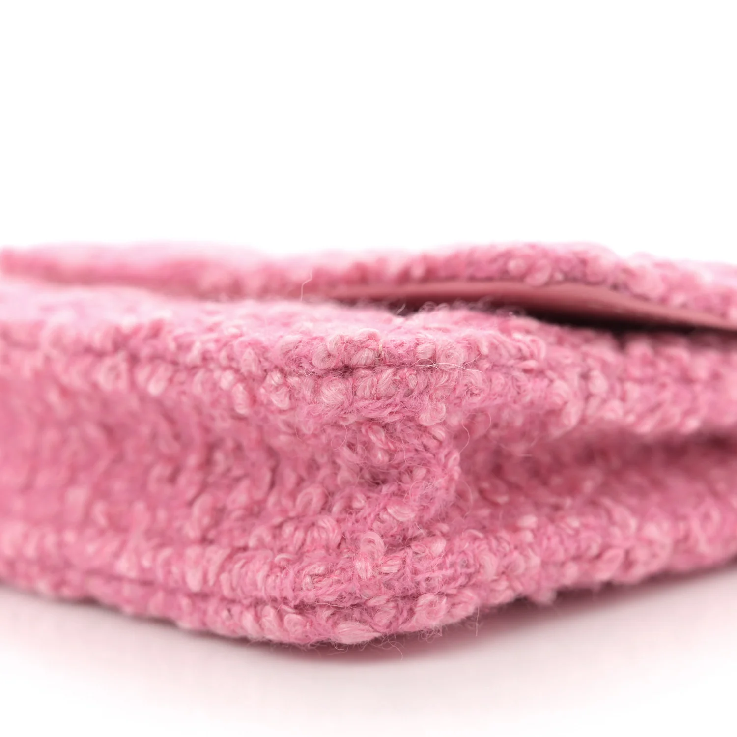 Tweed Quilted Flap Chain Waist Bag Pink - Top Club