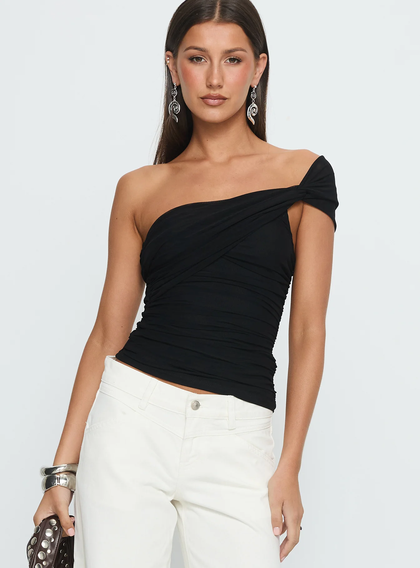 Keandra One Shoulder Top Black